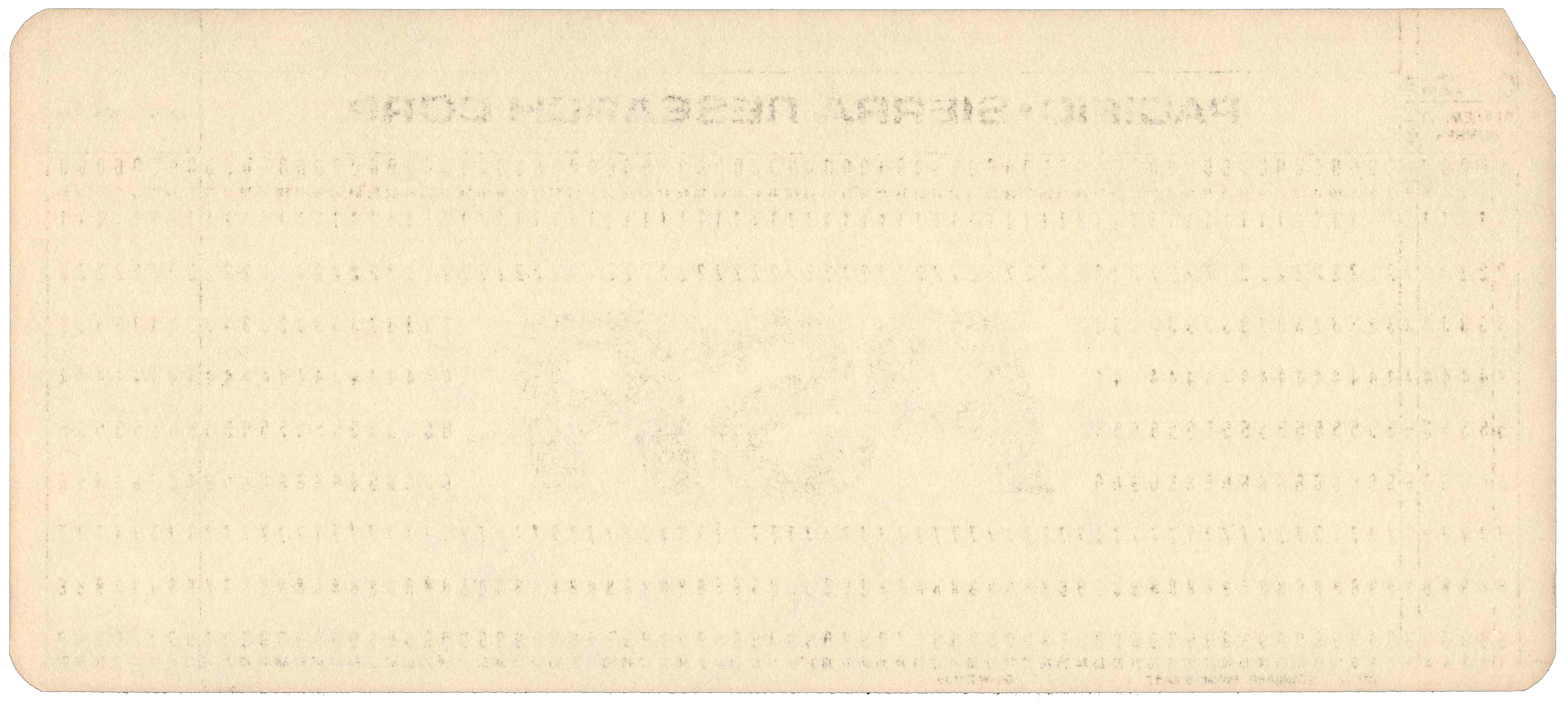 Back of an unpunched card