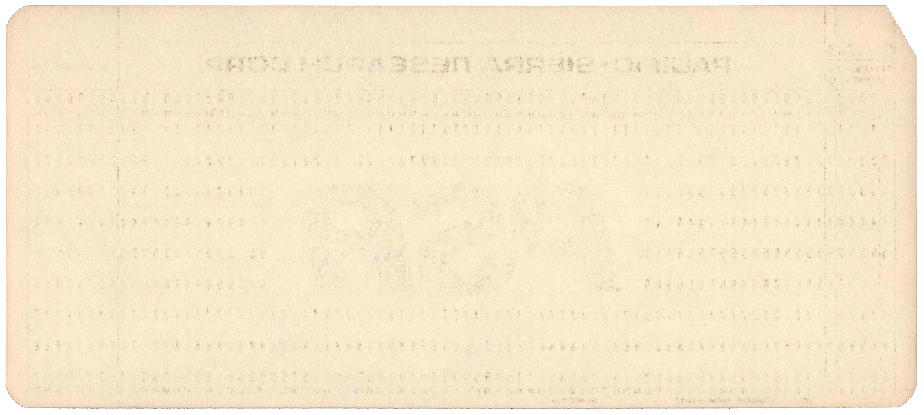 Back of an unpunched card