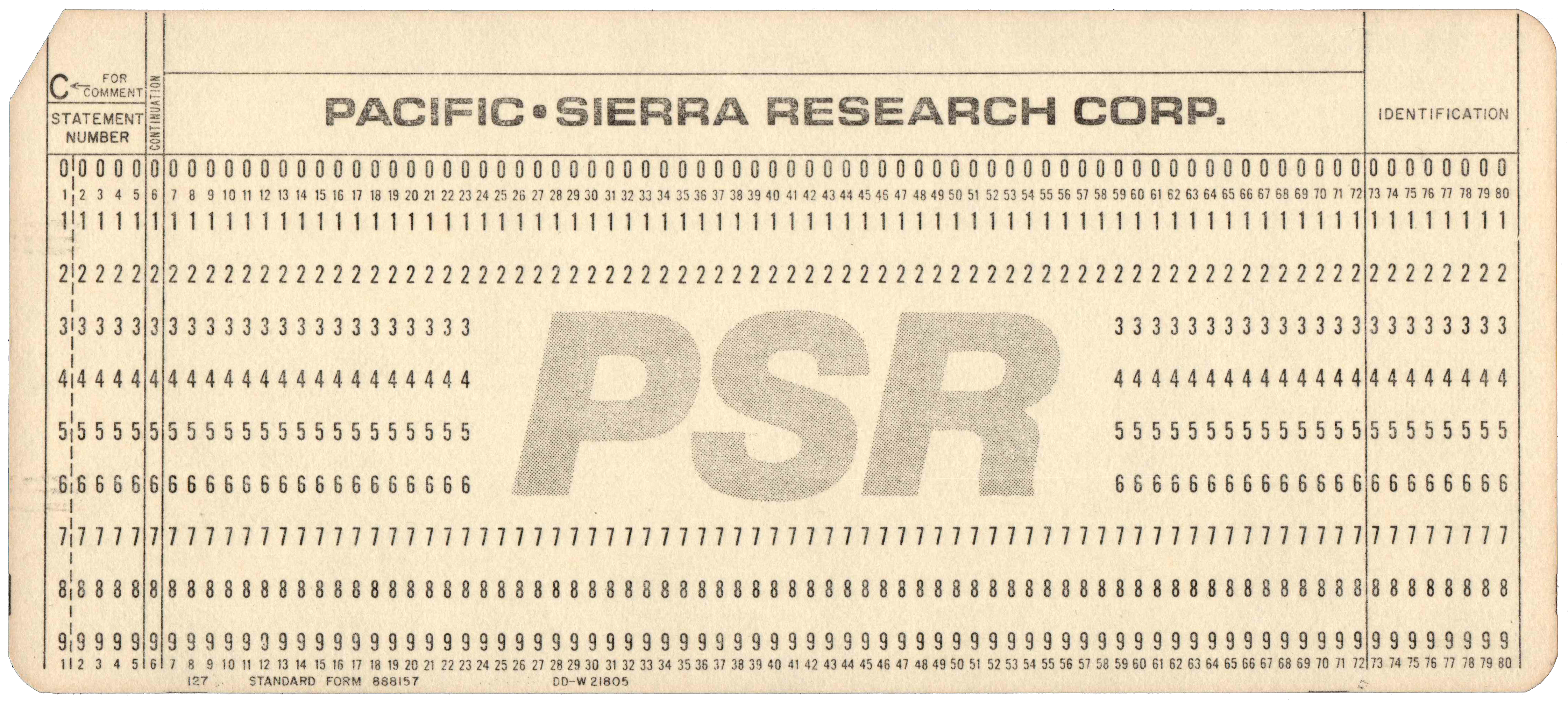 Front of an unpunched card