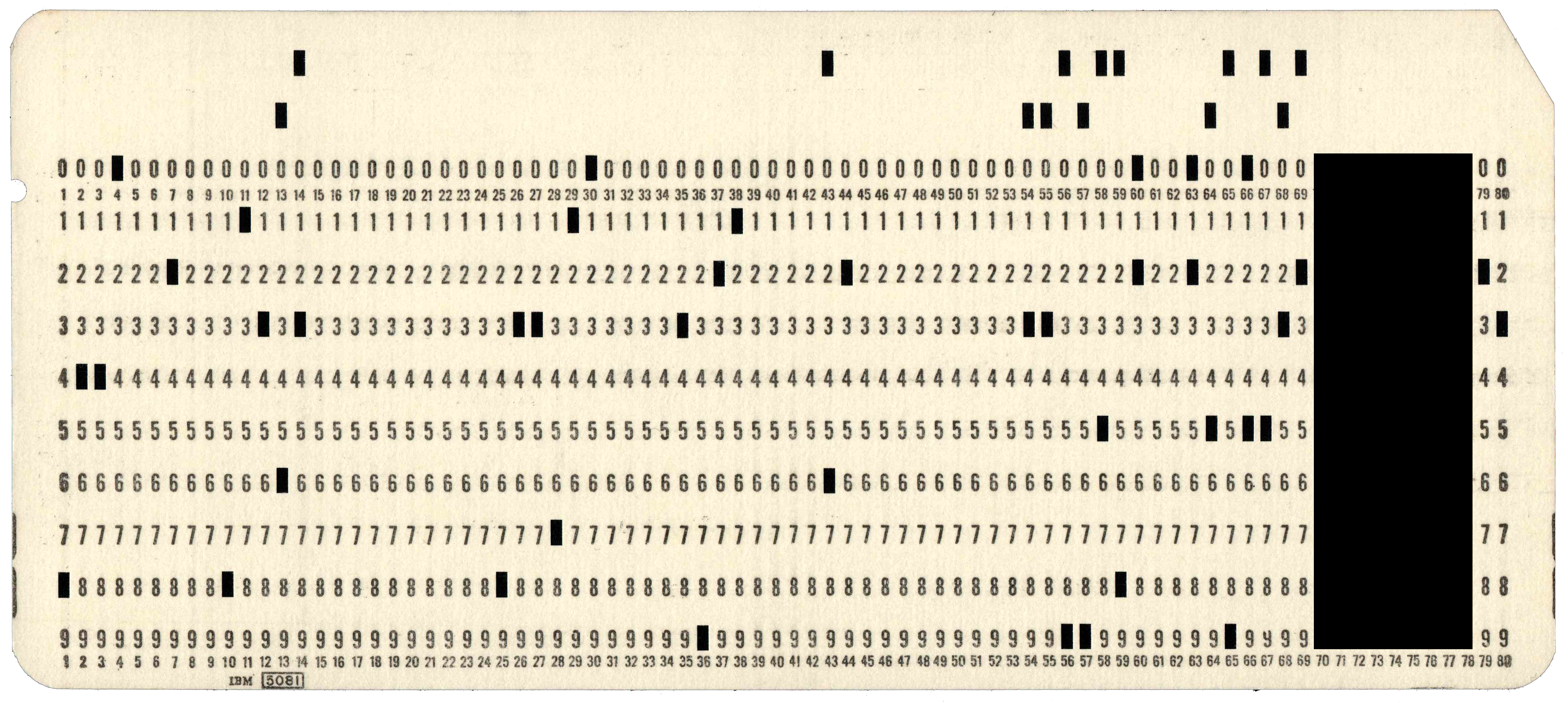 Back of a punched card