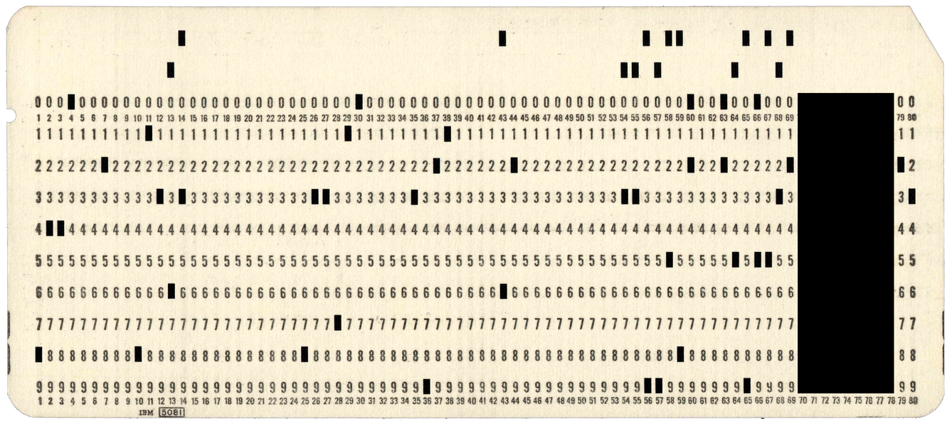 Back of a punched card