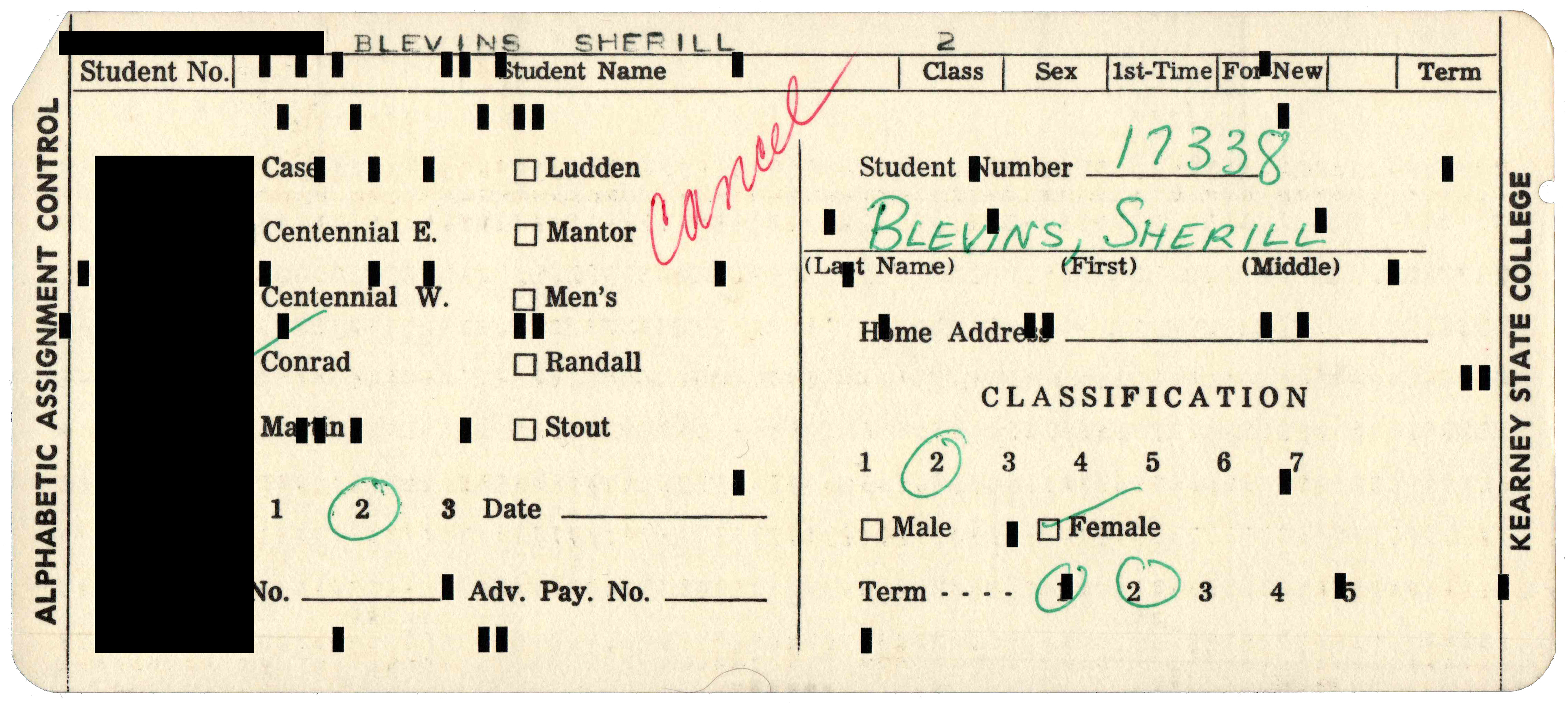 Front of a punched card