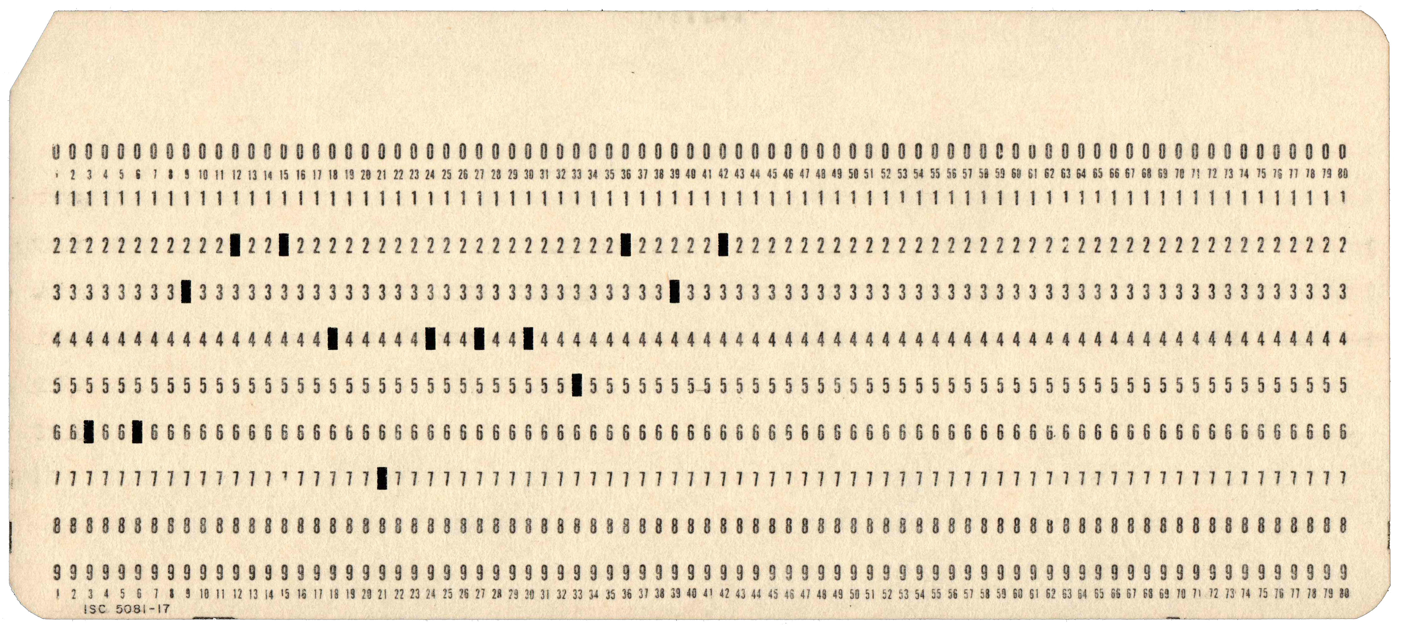 Front of a punched card