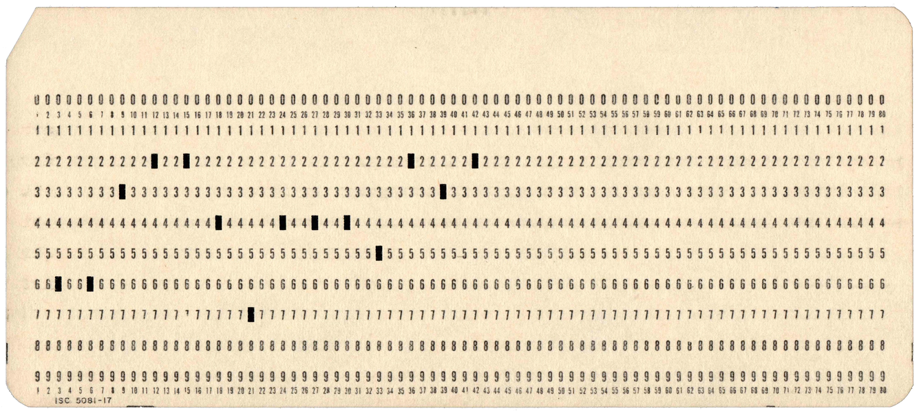 Front of a punched card