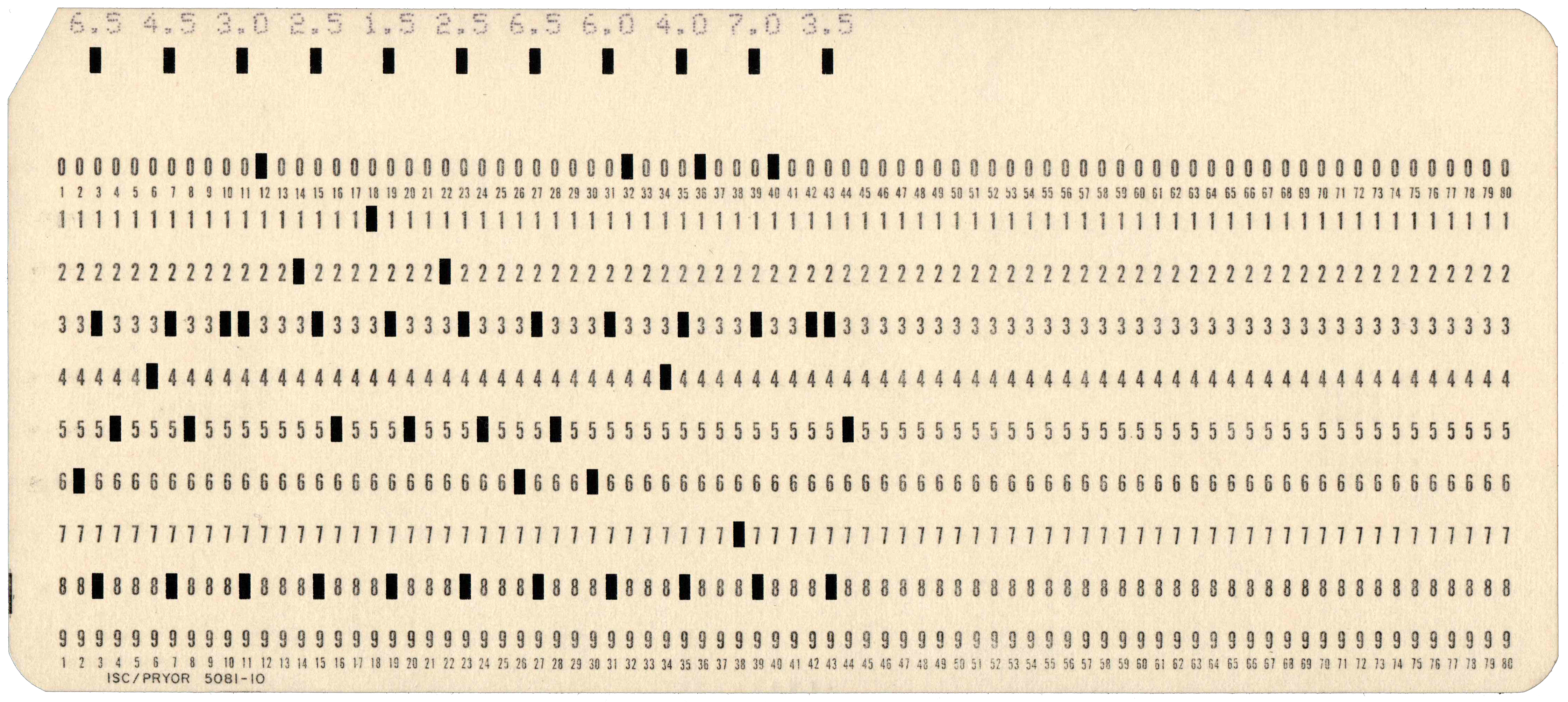 Front of a punched card
