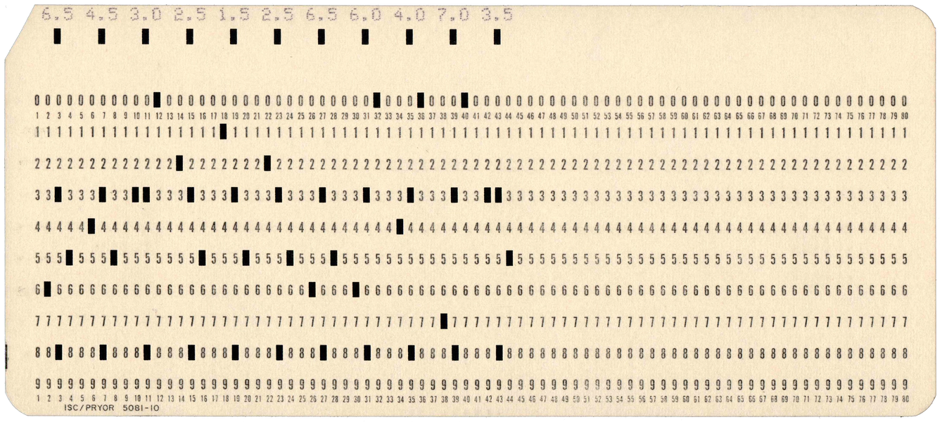 Front of a punched card