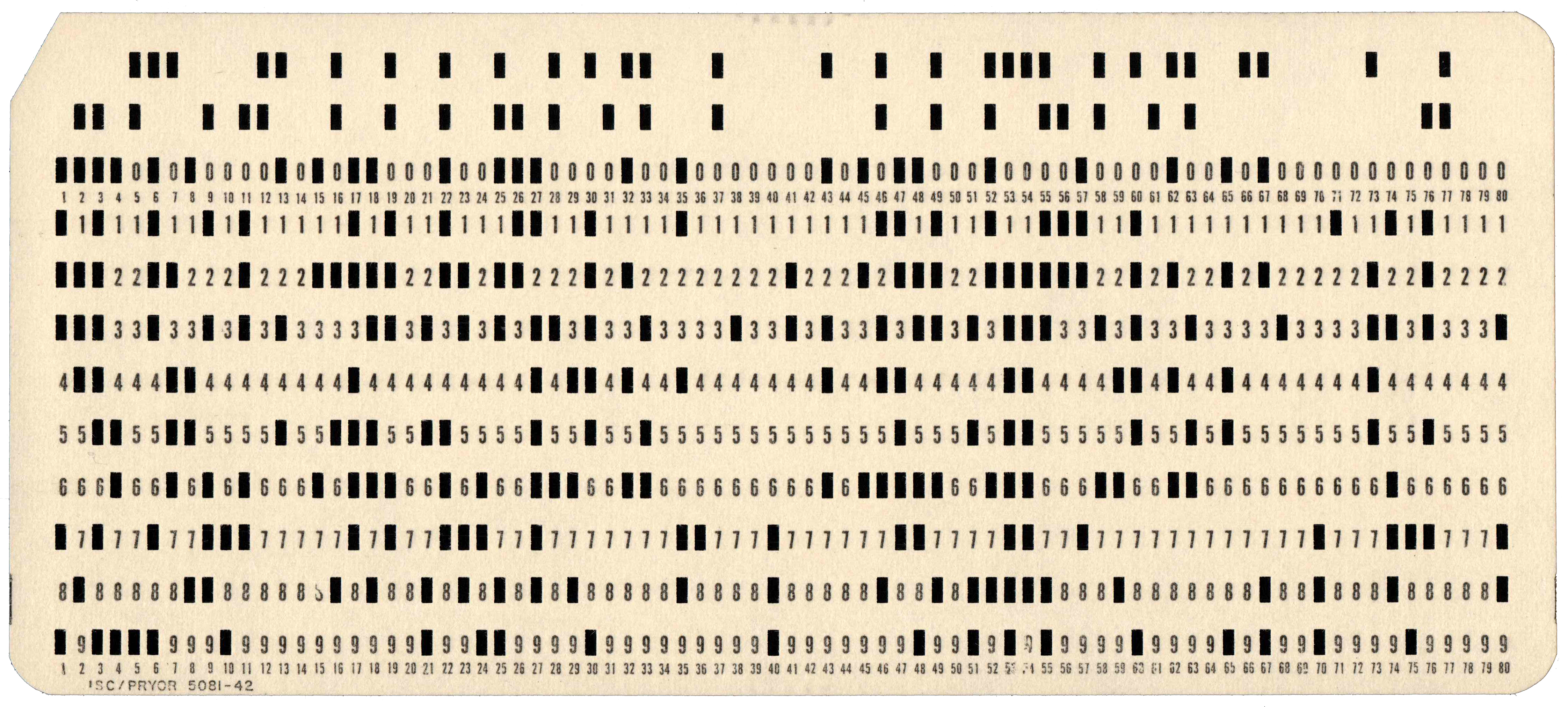 Front of a punched card
