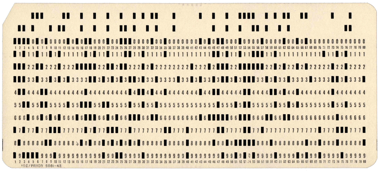 Front of a punched card