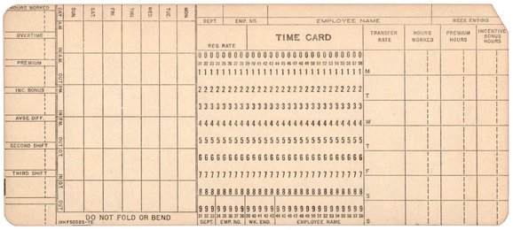 IBM Punched Time Card