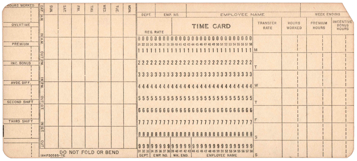 IBM Punched Time Card