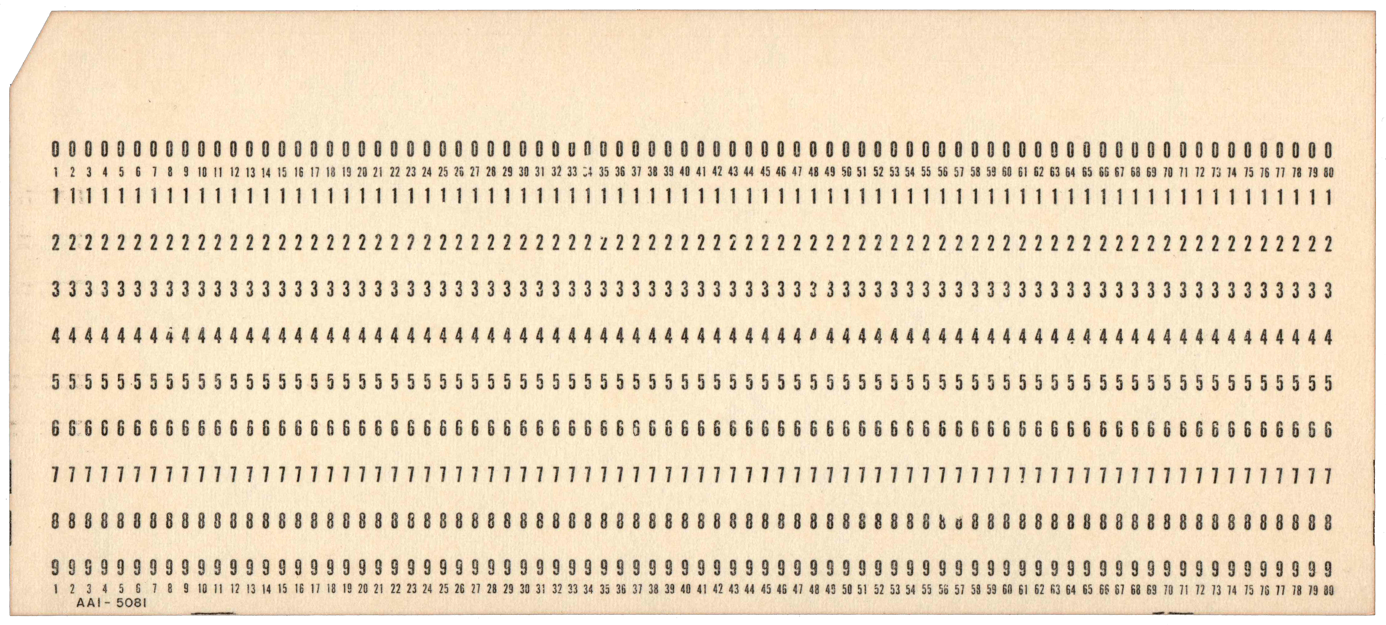 Front of an unpunched card