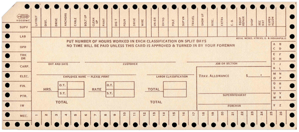 McBee Keysort - Payroll Time Card