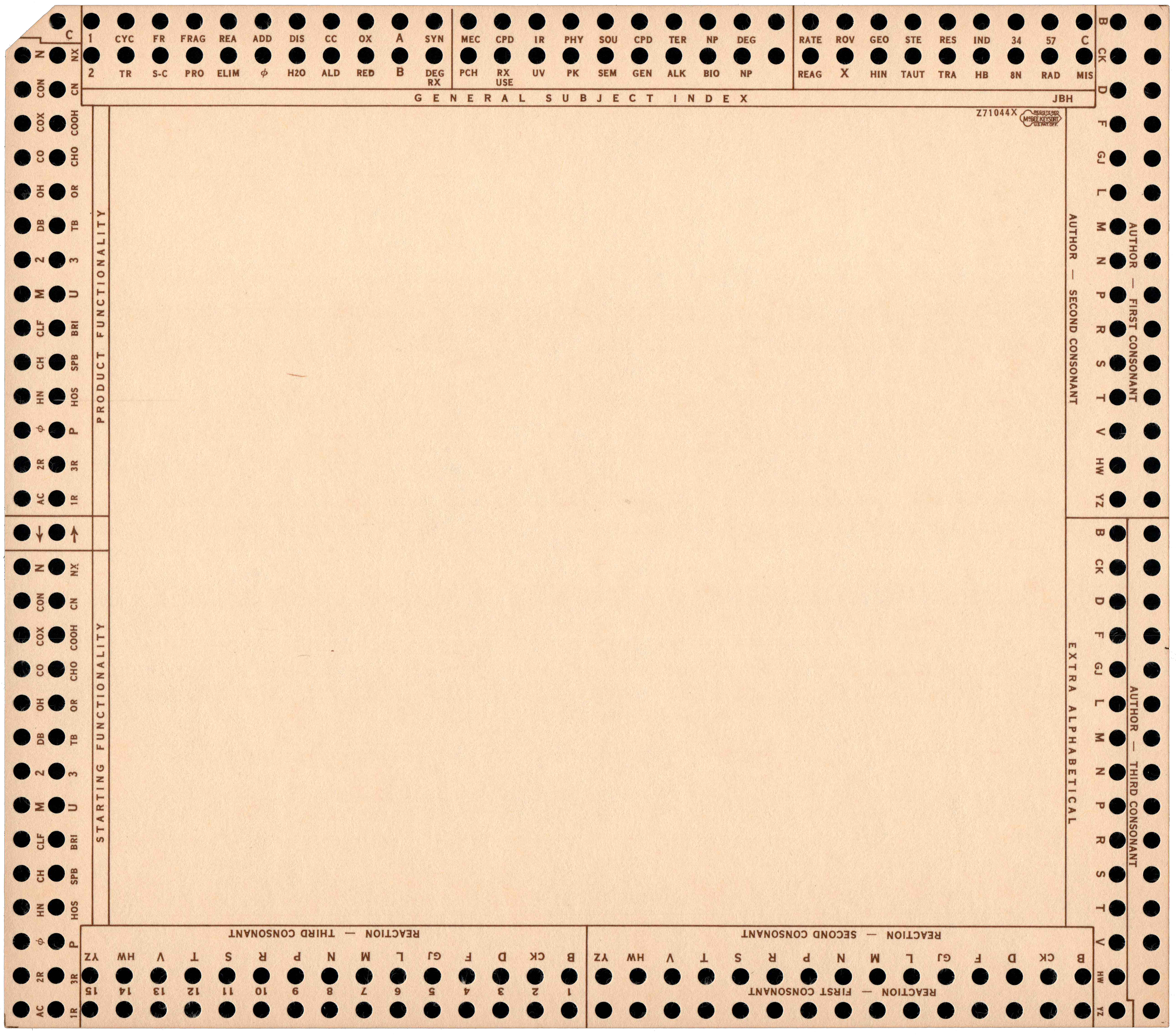 Front of an unpunched card
