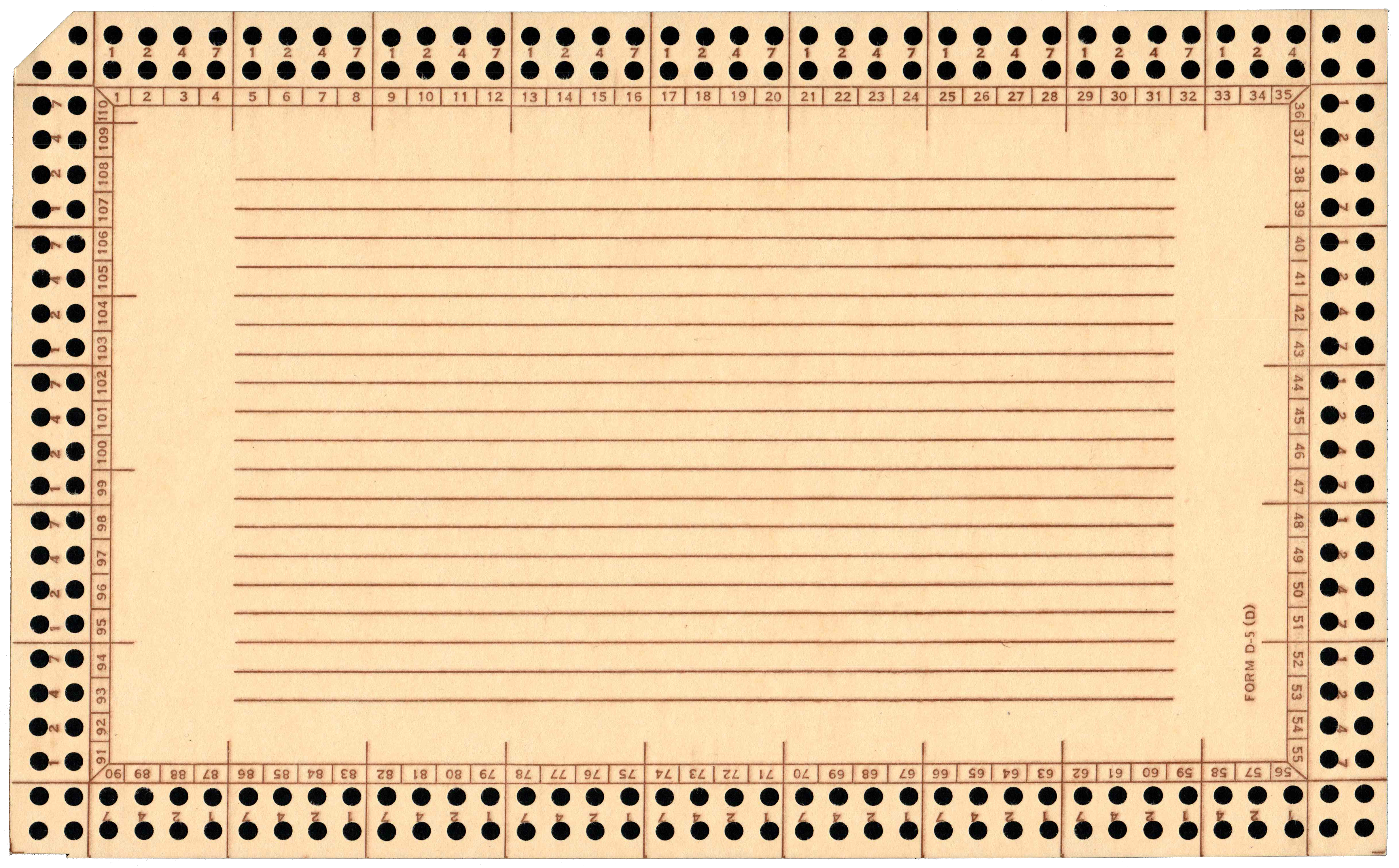Back of an unpunched card