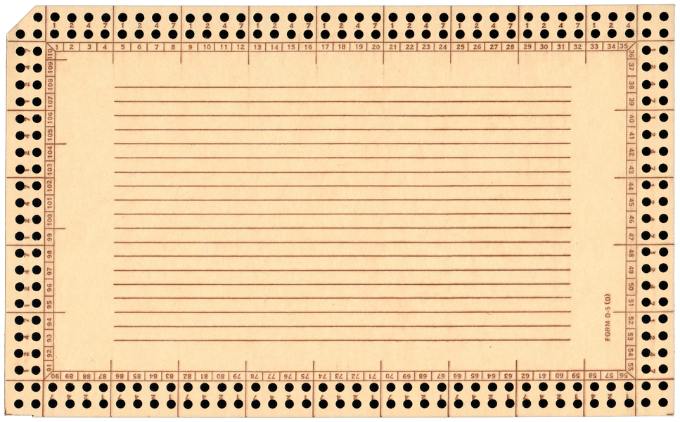 Back of an unpunched card