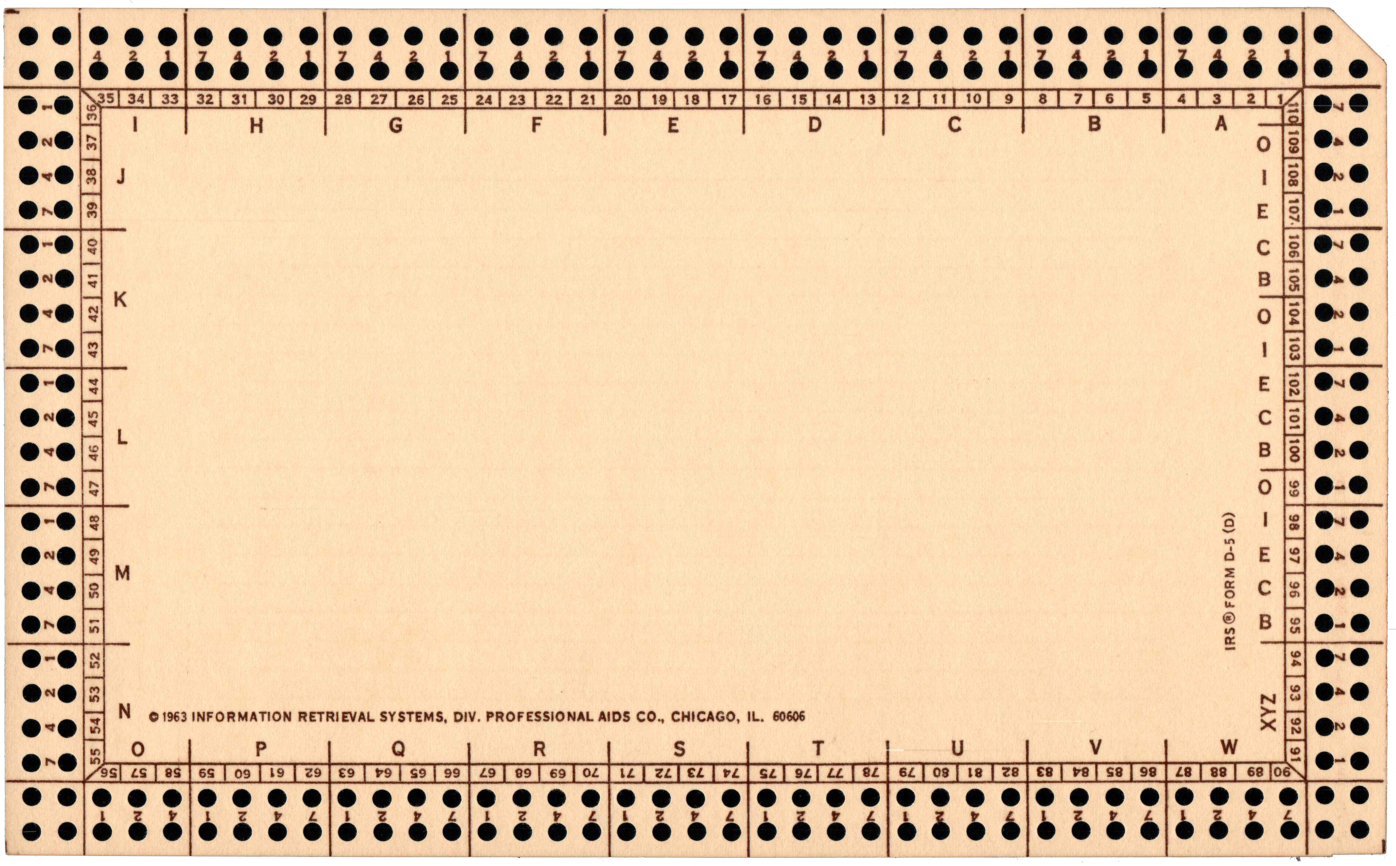 Front of an unpunched card