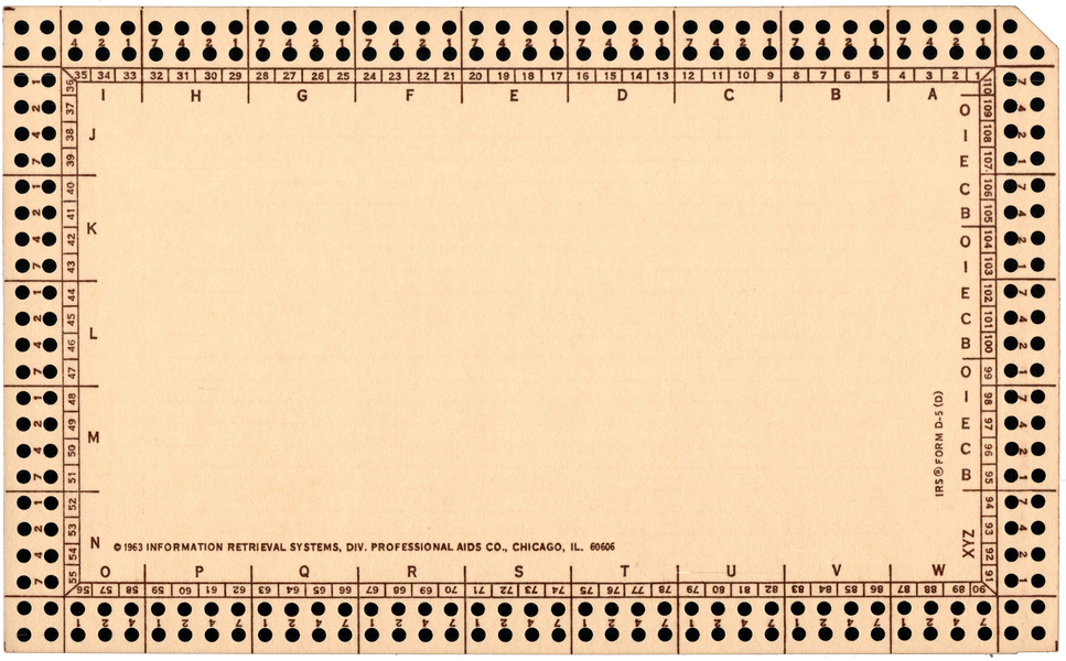 Front of an unpunched card