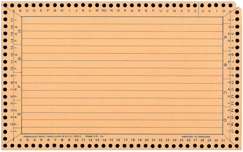 Back of an unpunched card