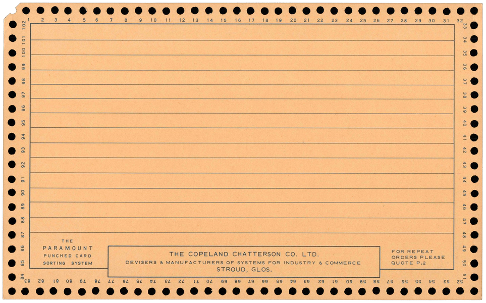 Front of an unpunched card