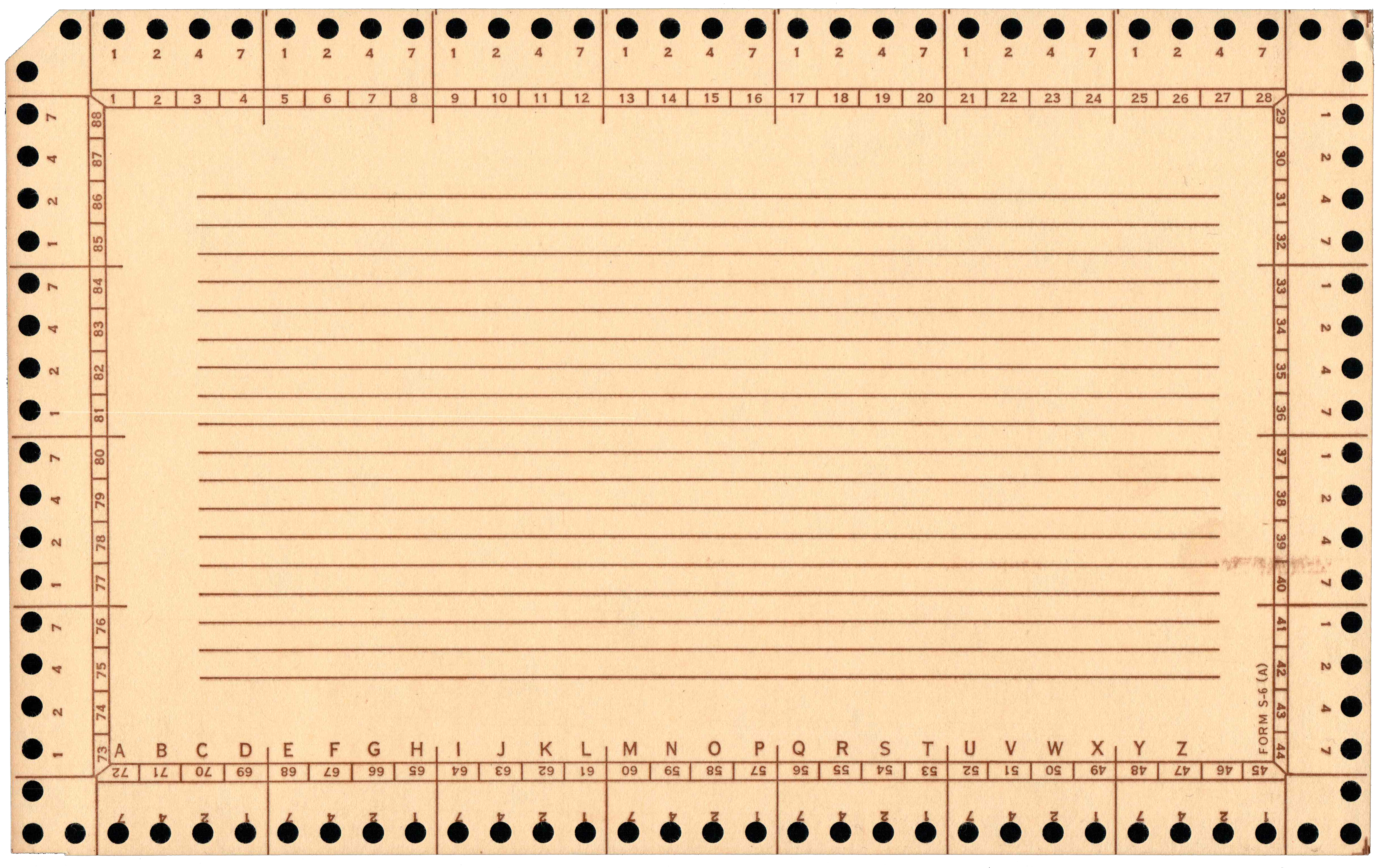 Back of an unpunched card