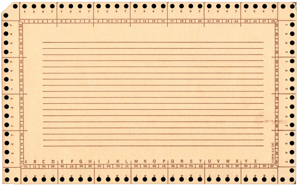 Back of an unpunched card