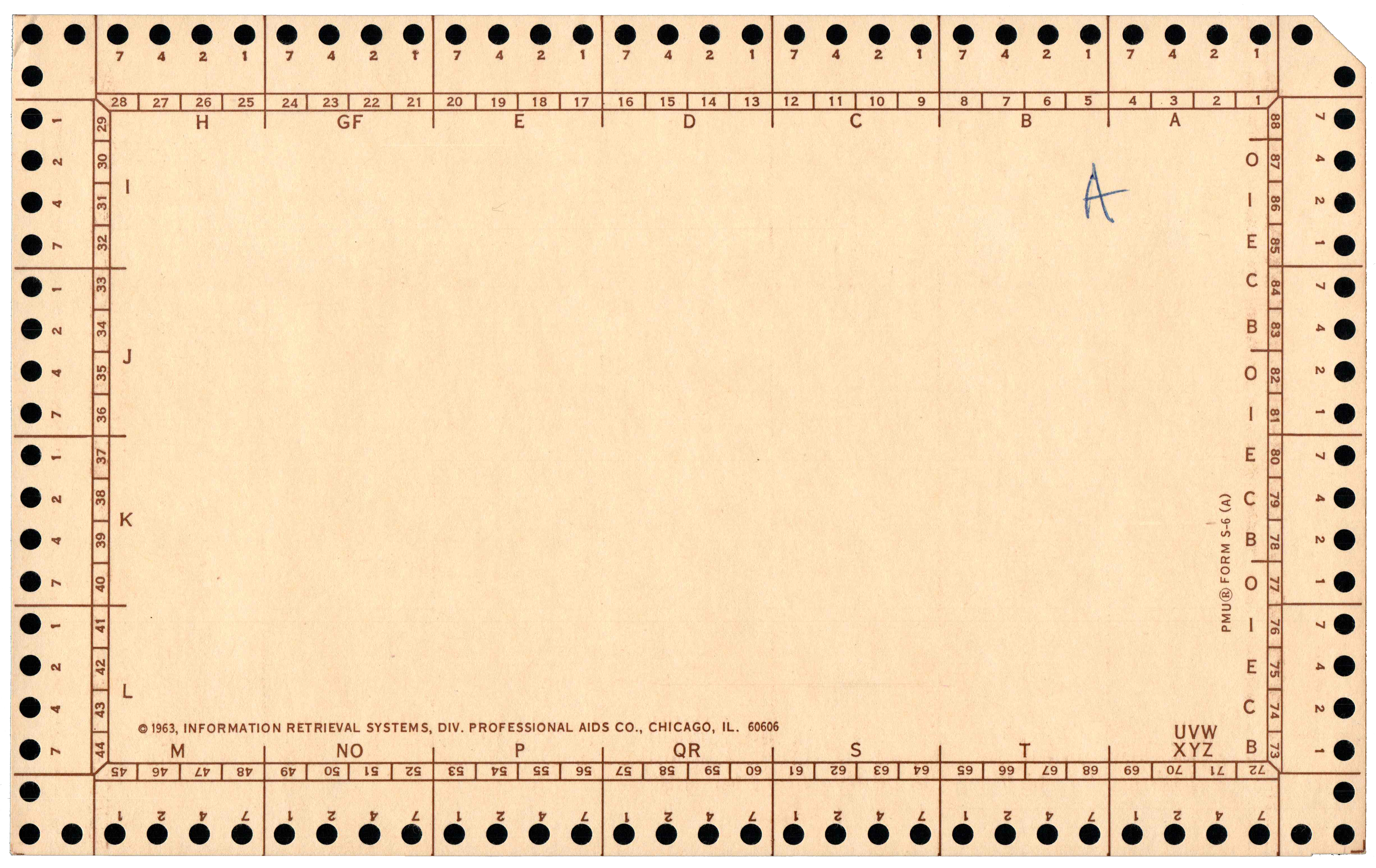 Front of an unpunched card