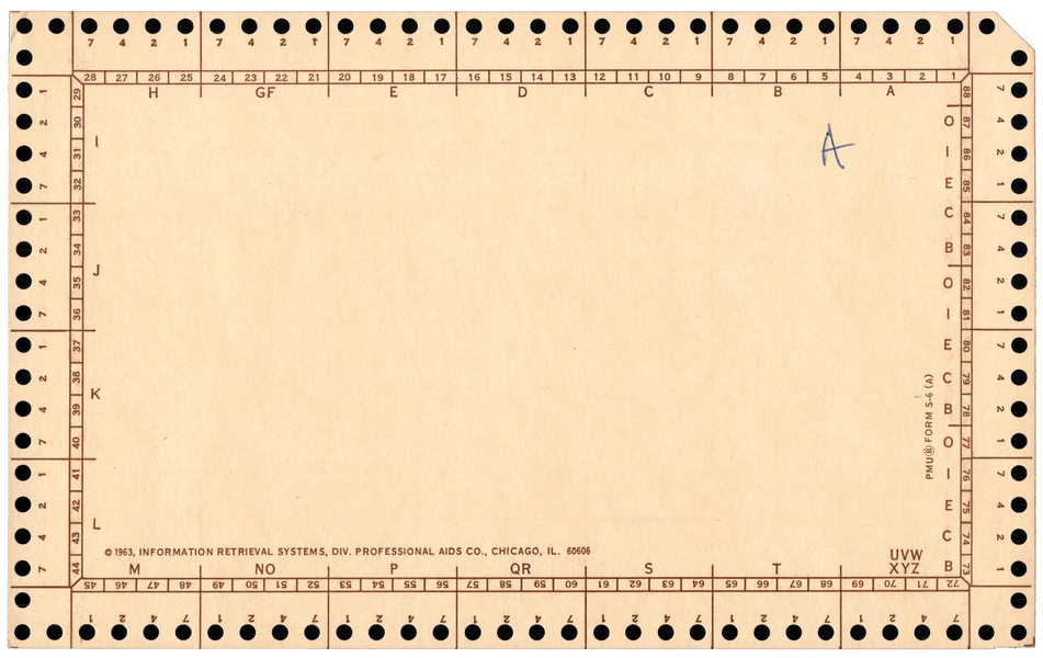 Front of an unpunched card