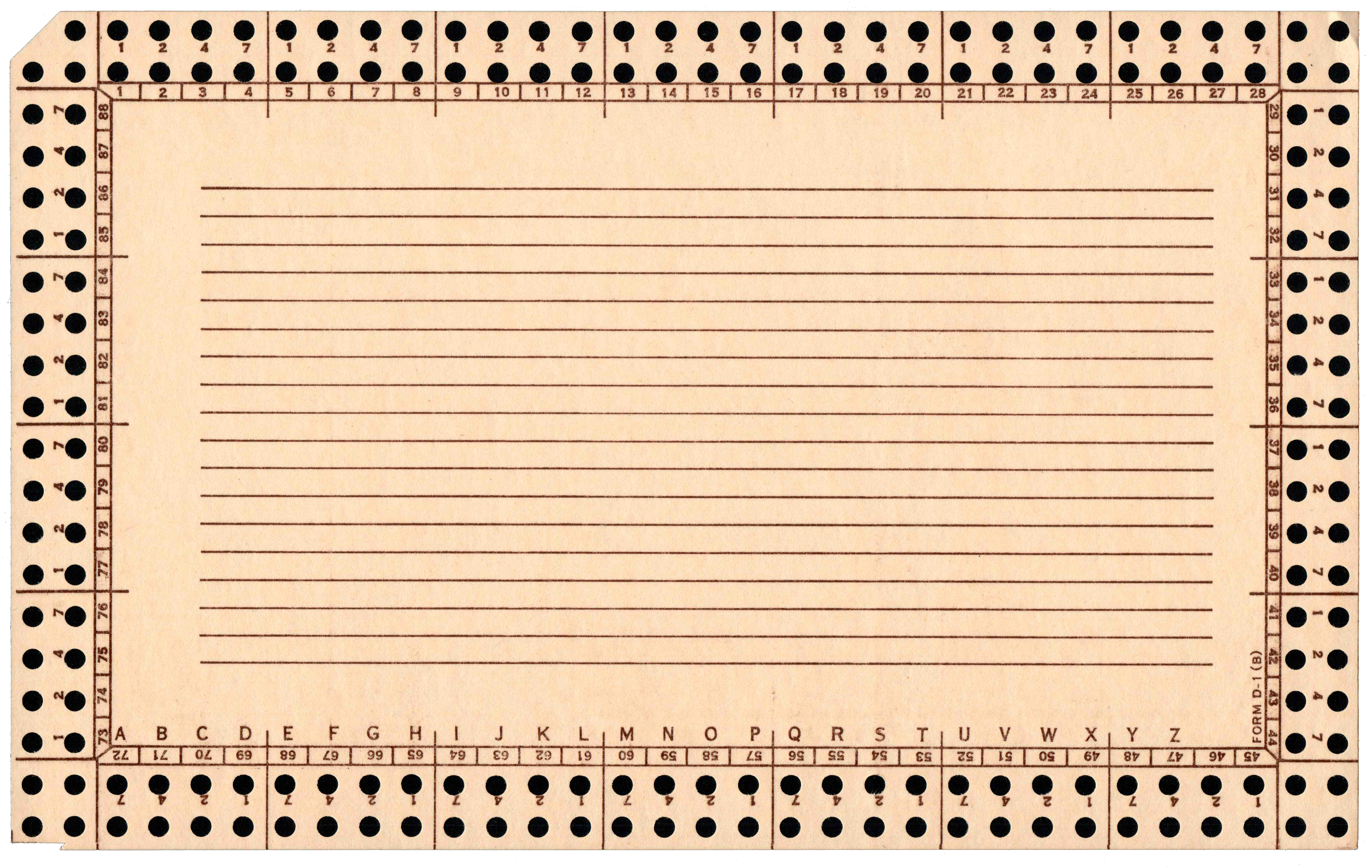 Back of an unpunched card
