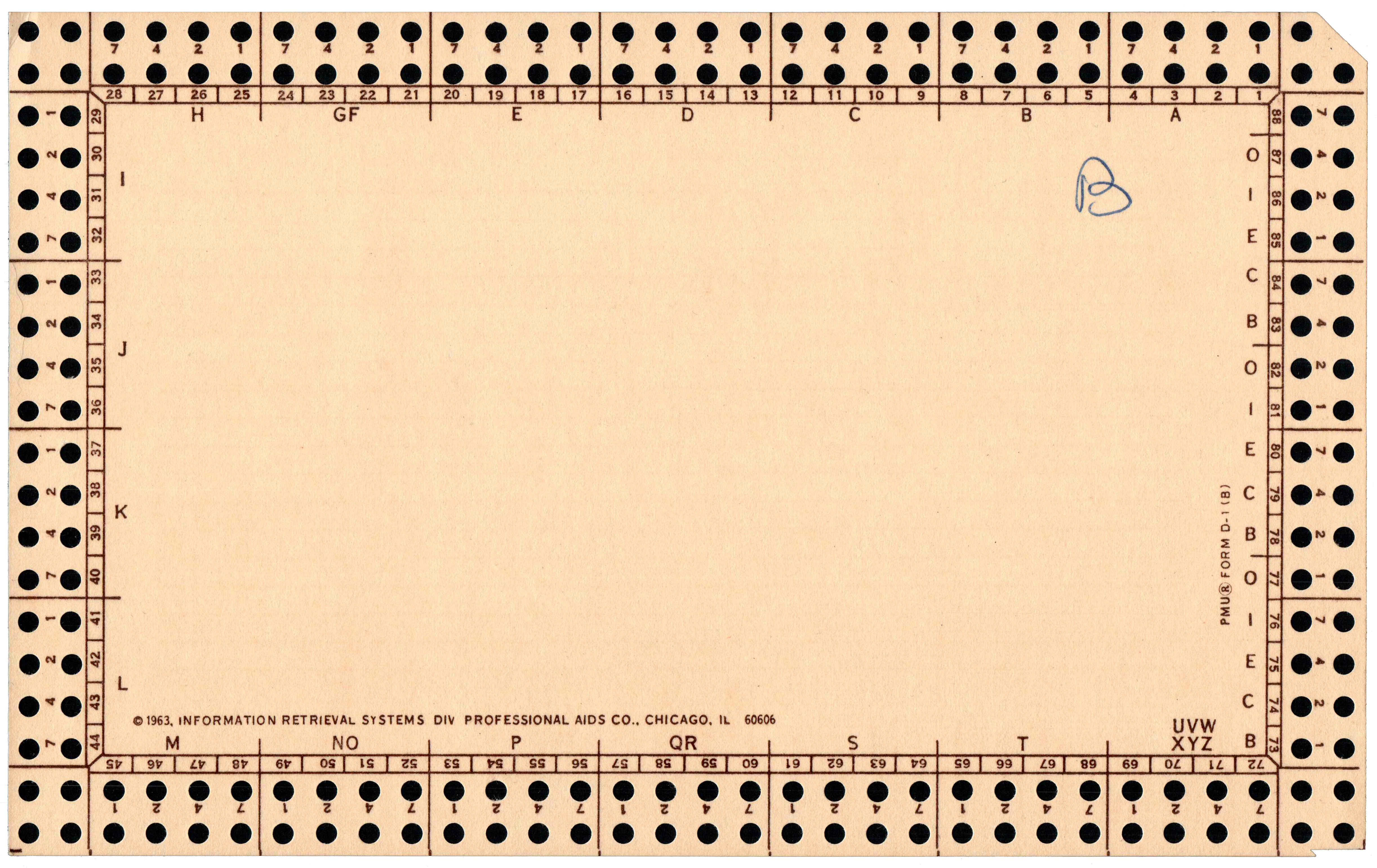 Front of an unpunched card