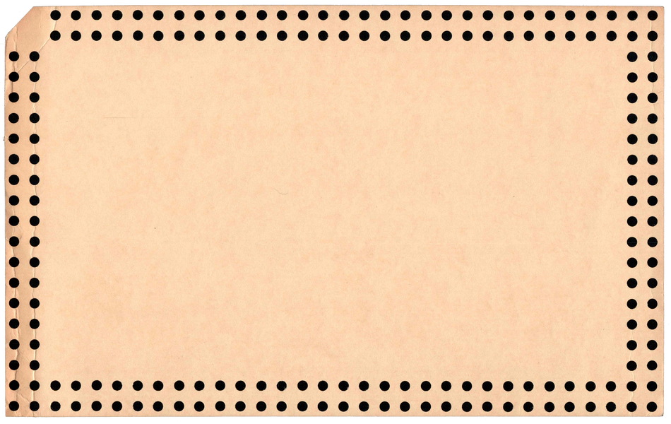 Back of an unpunched card