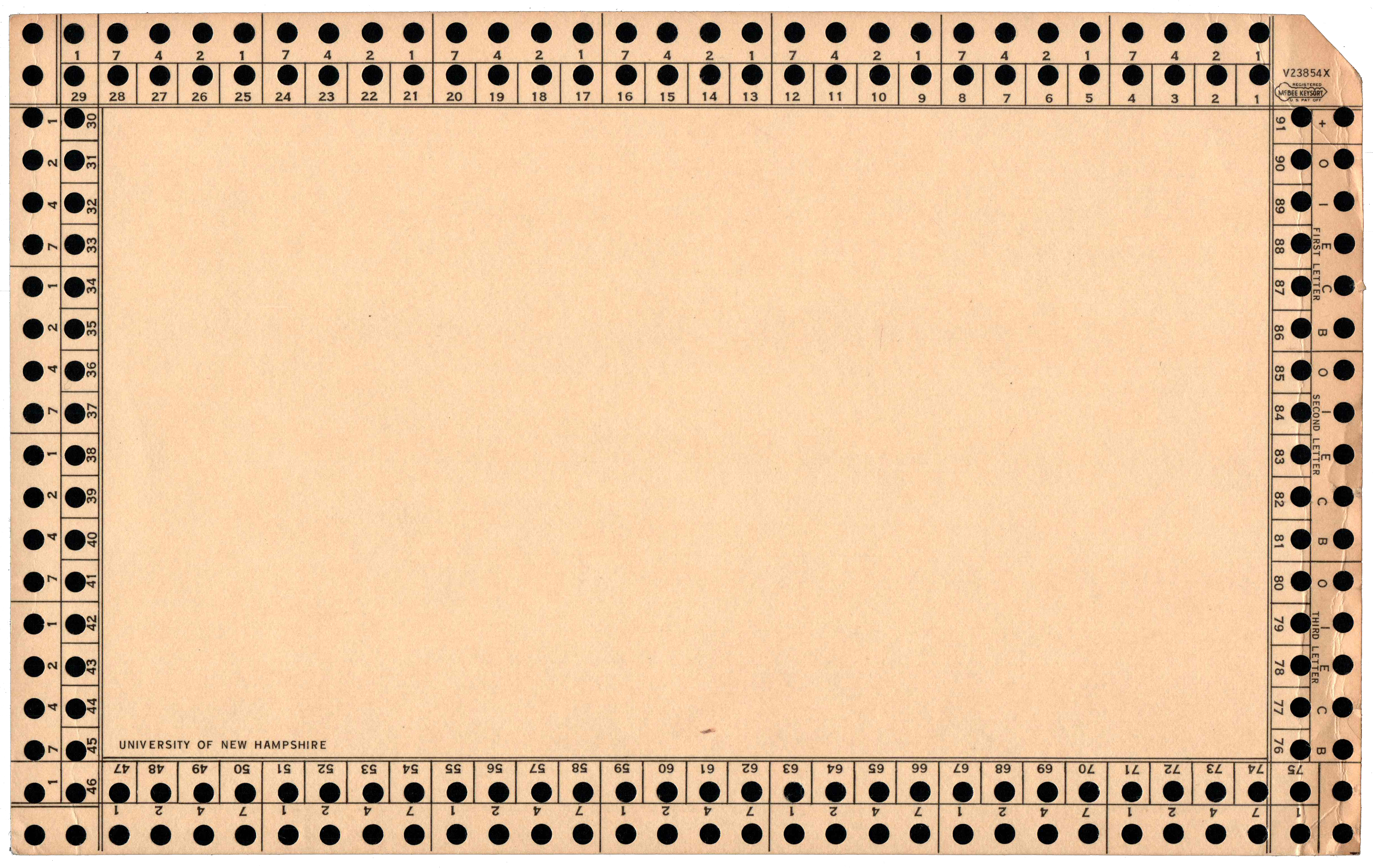 Front of an unpunched card