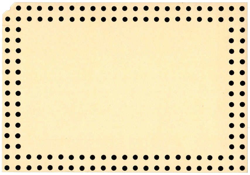 Back of an unpunched card