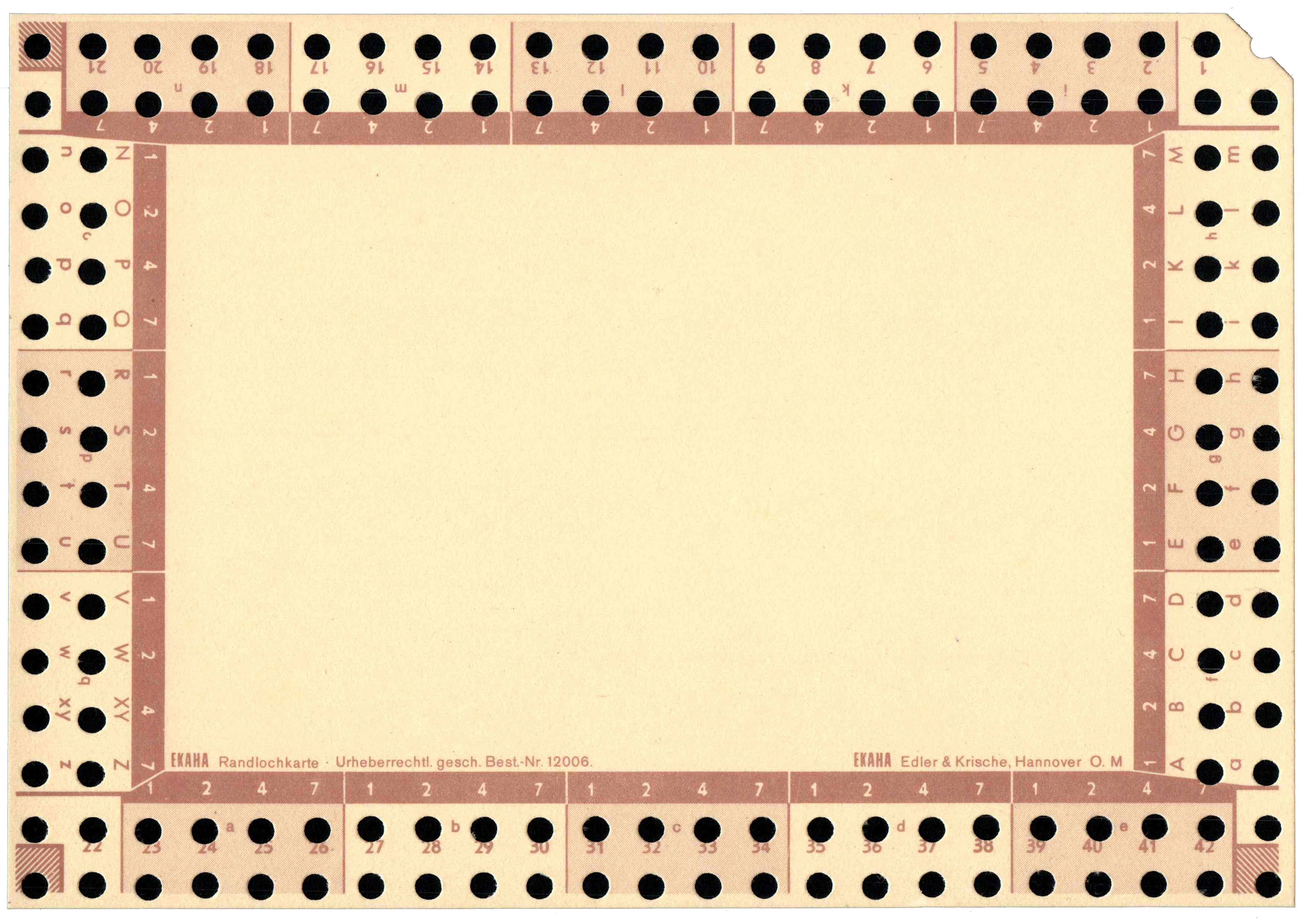Front of an unpunched card