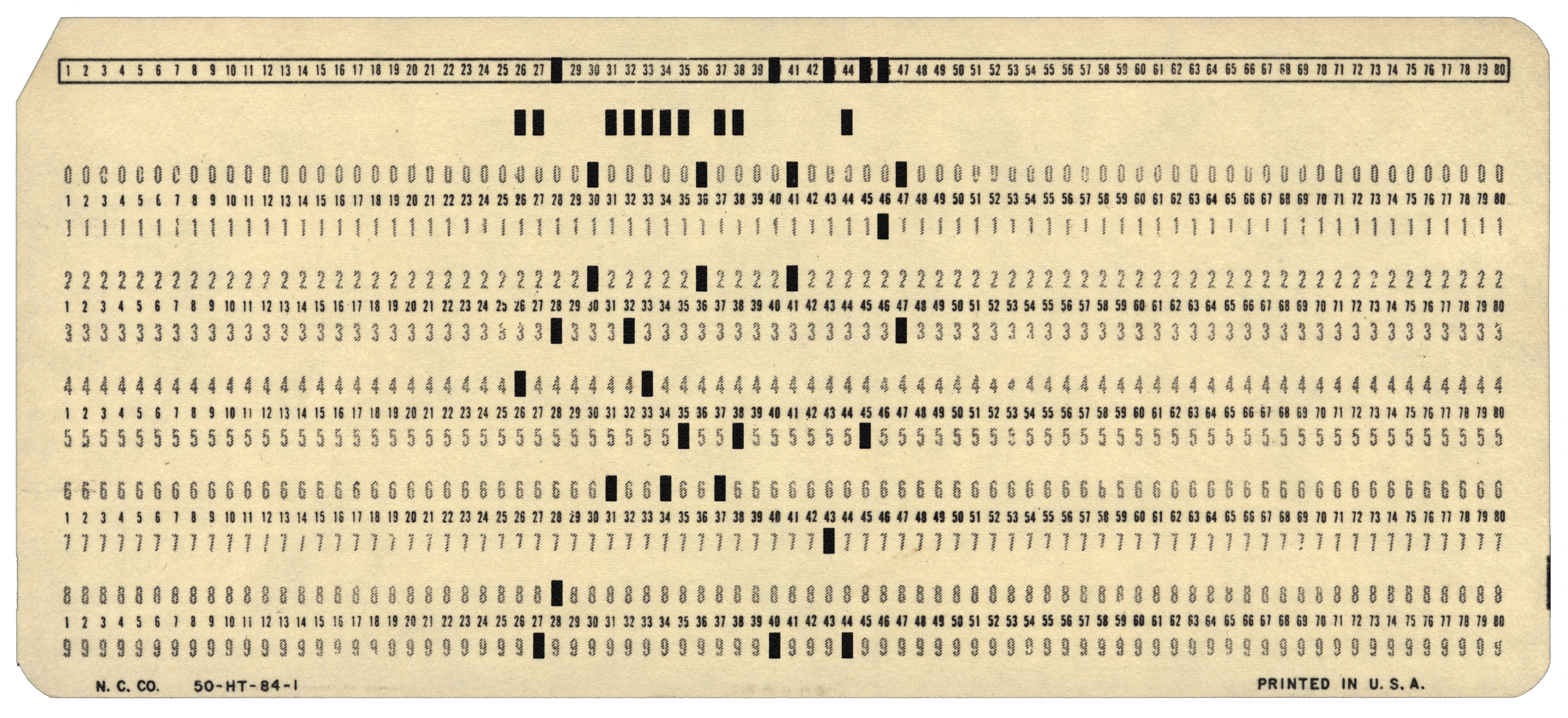 Front of the punched card
