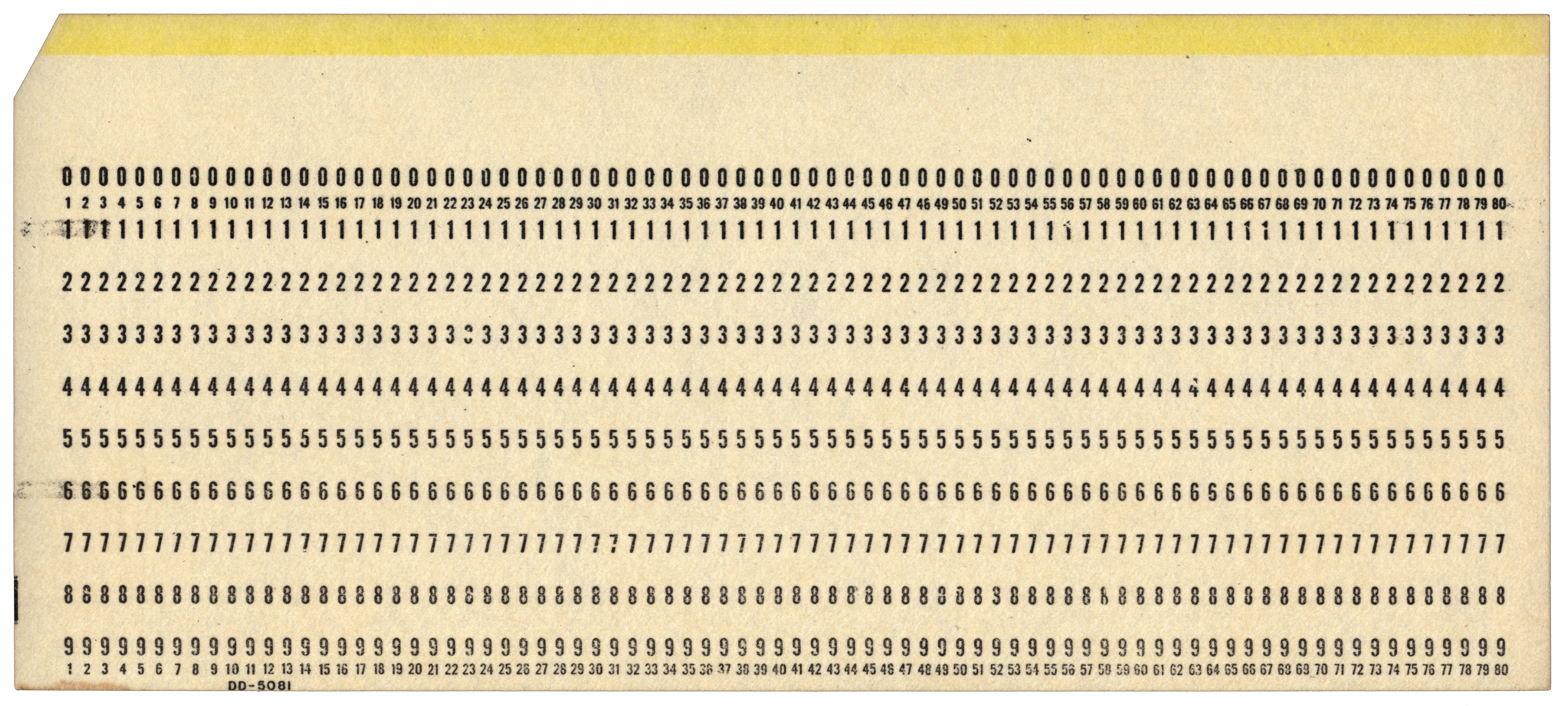 Front of the unpunched card