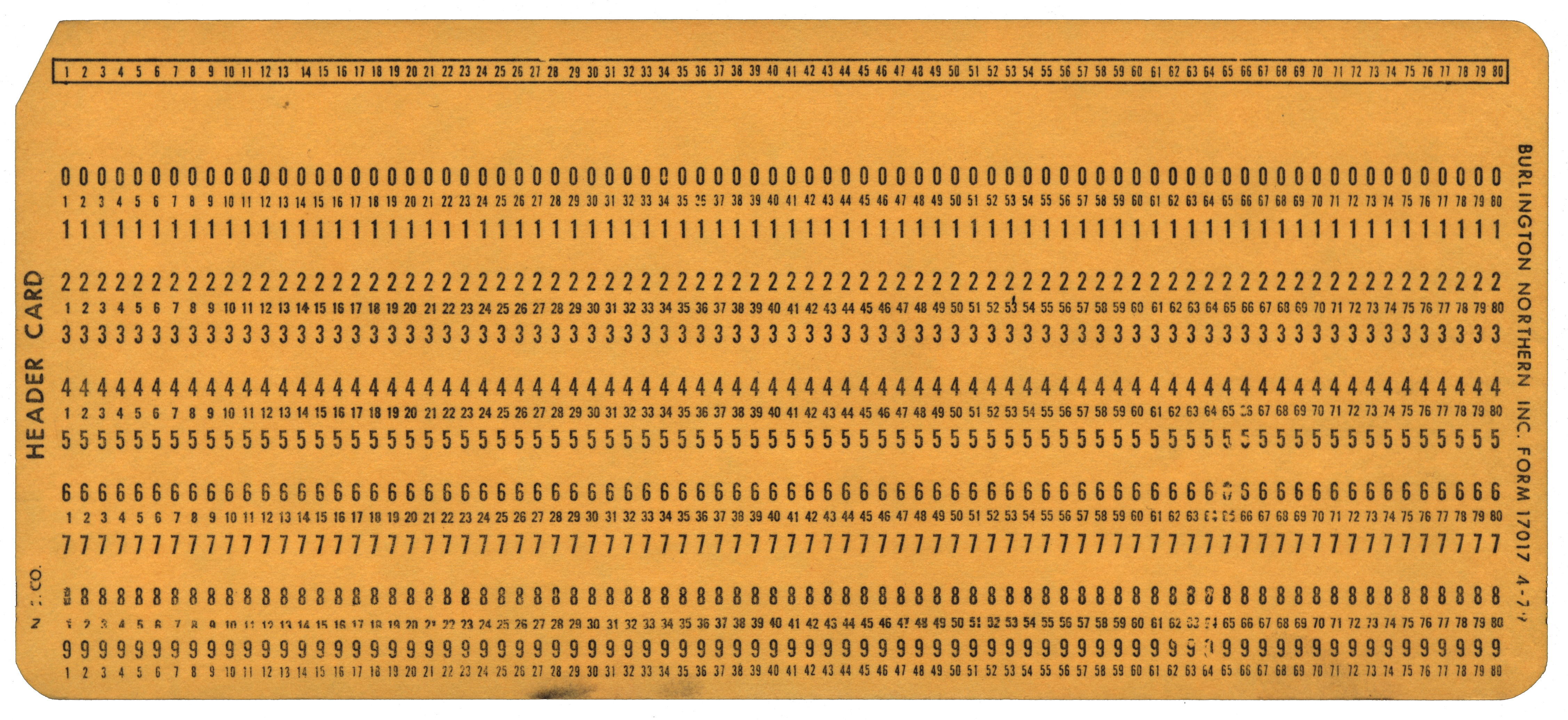 Front of the unpunched card