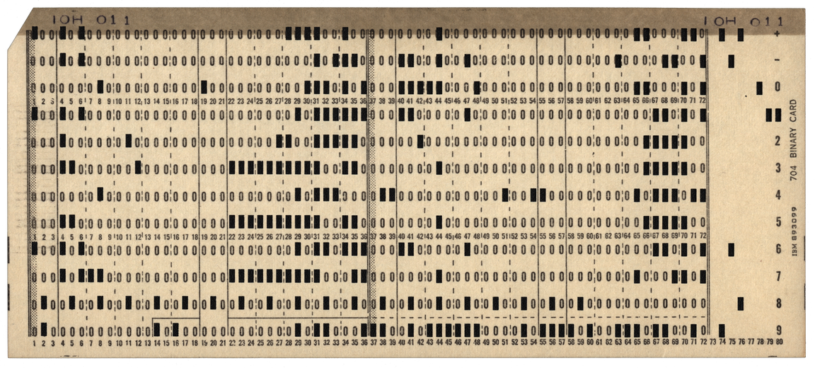 IBM 704 Column Binary Card - Cream with Brown Stripe