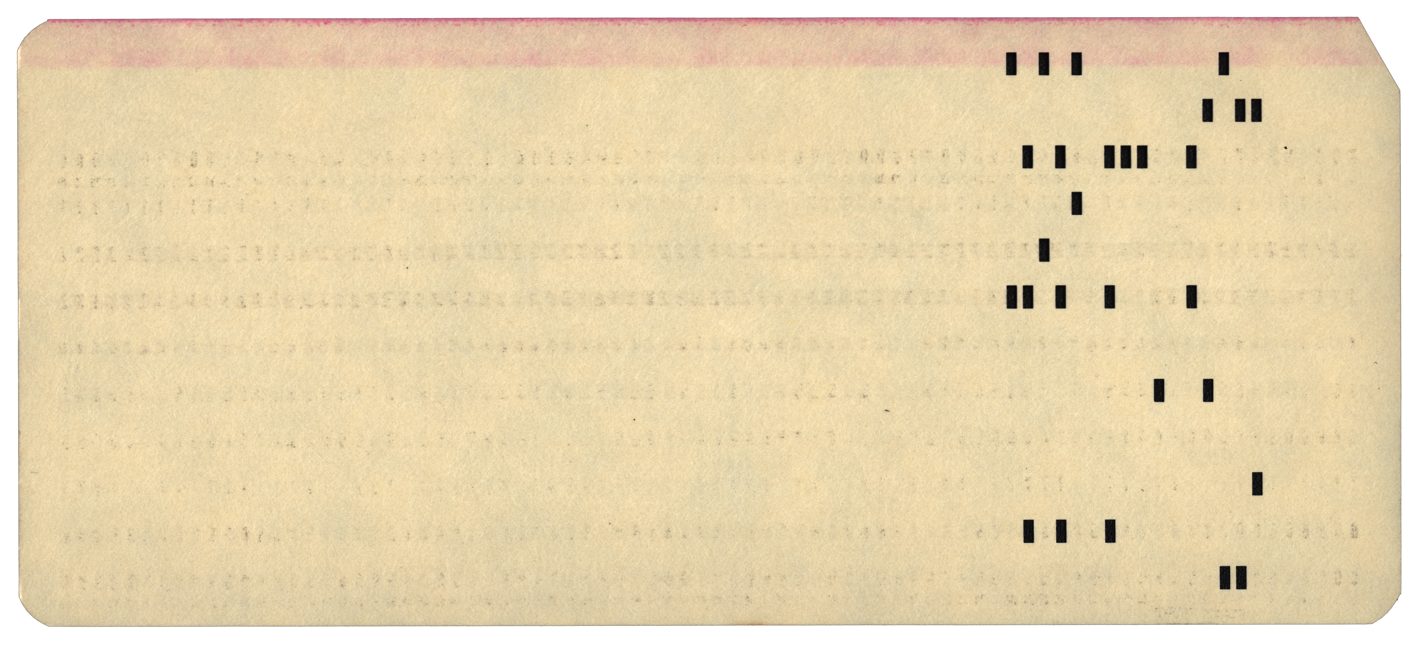 Back of a punched card