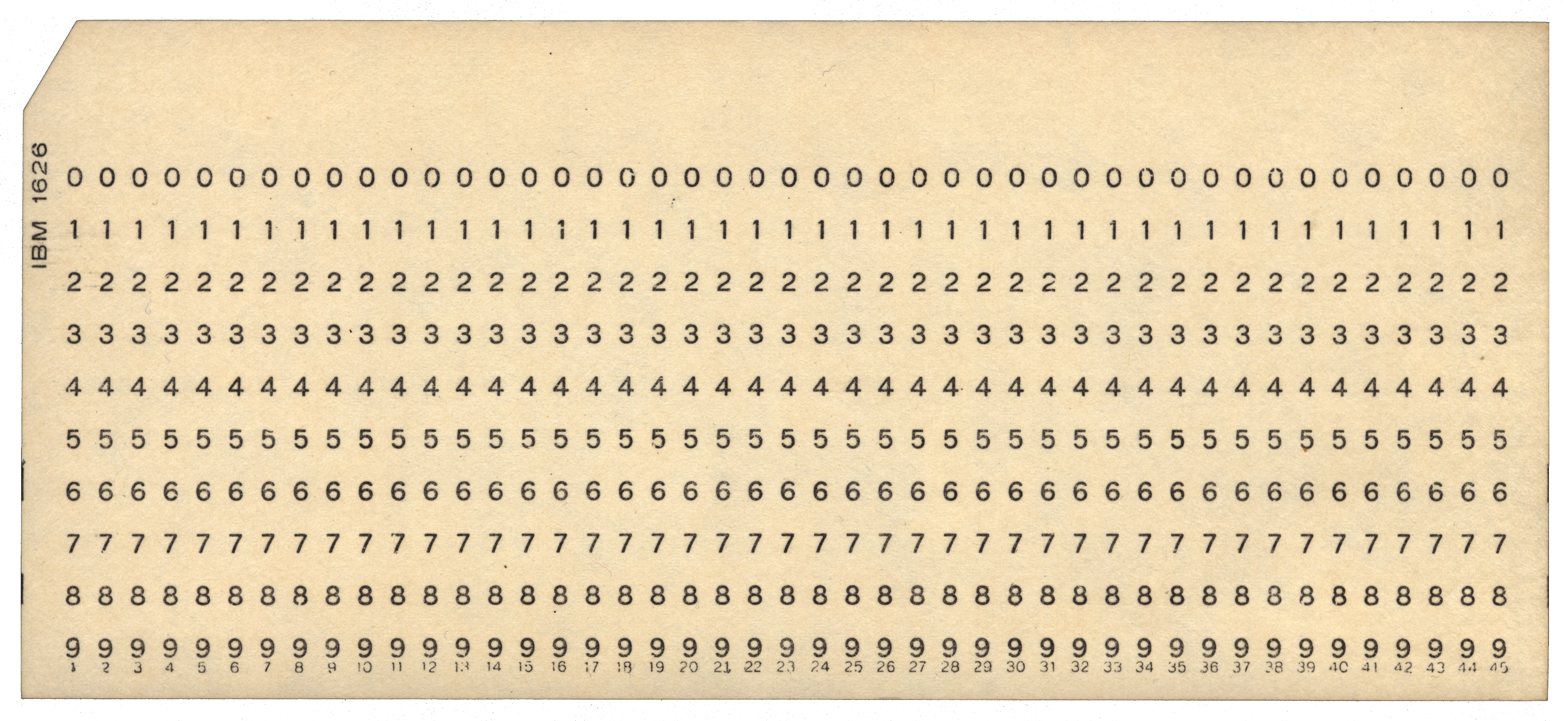 Front of the unpunched card