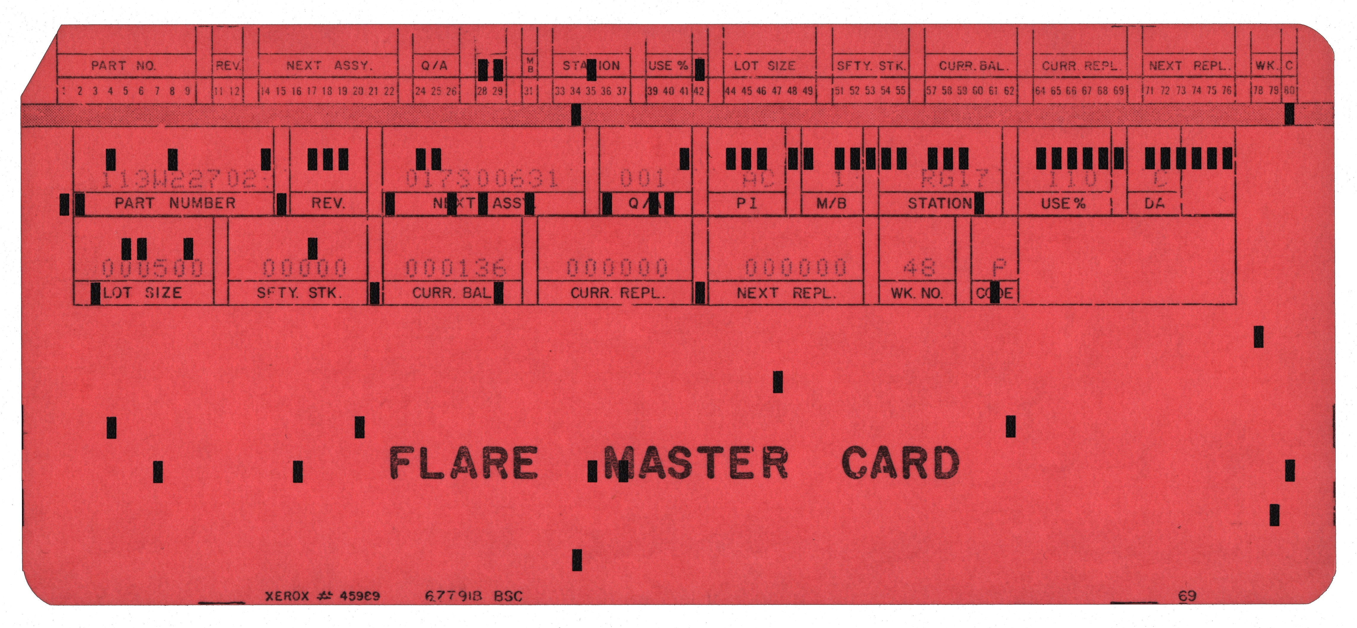 Front of a punched card