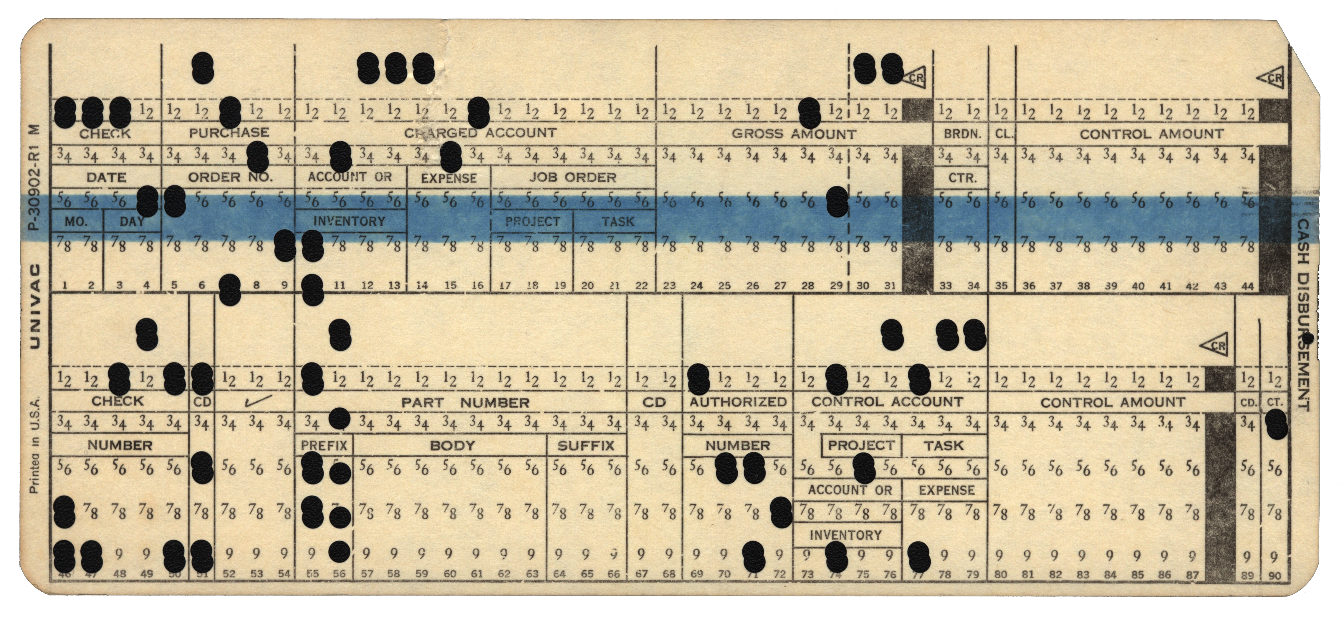 Front of a punched card