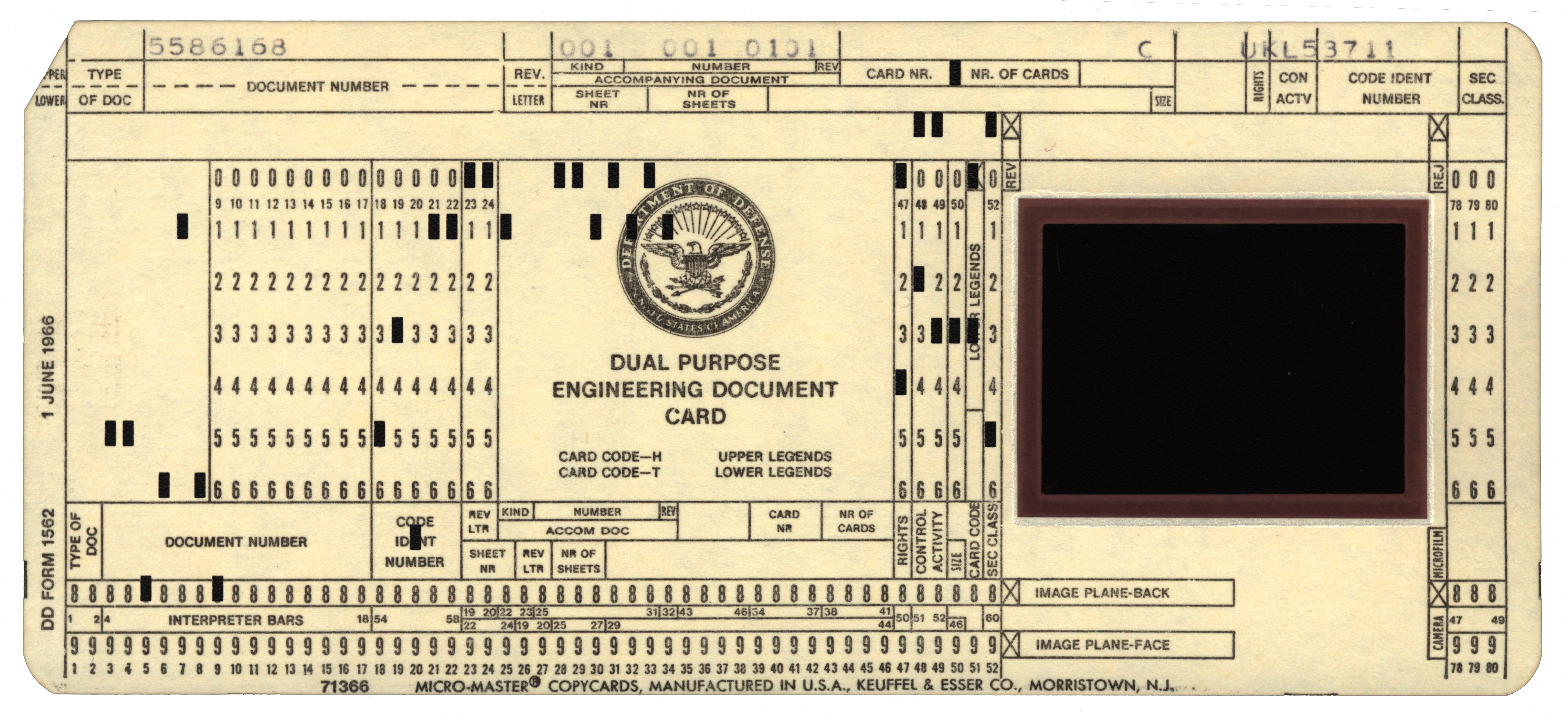 Front of a punched card