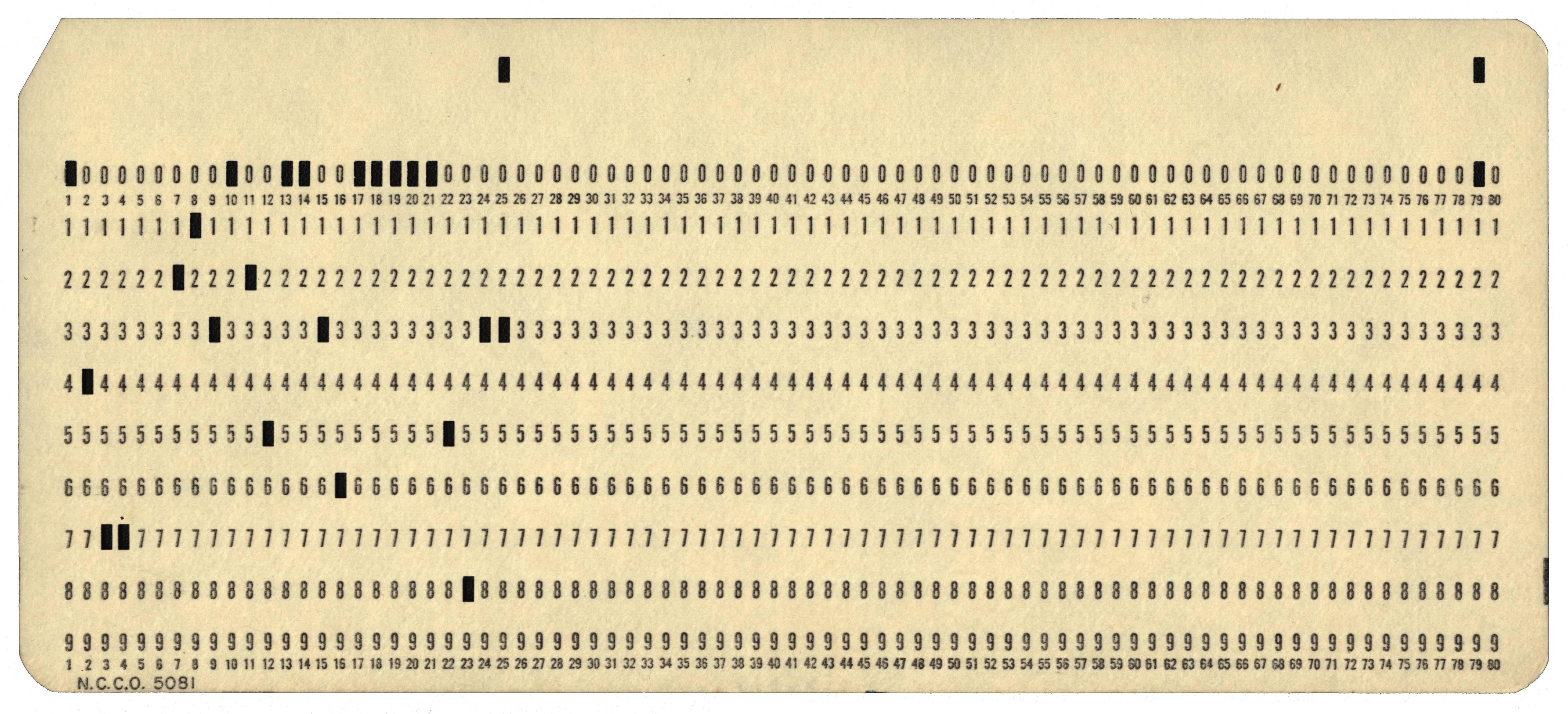 Front of a punched card