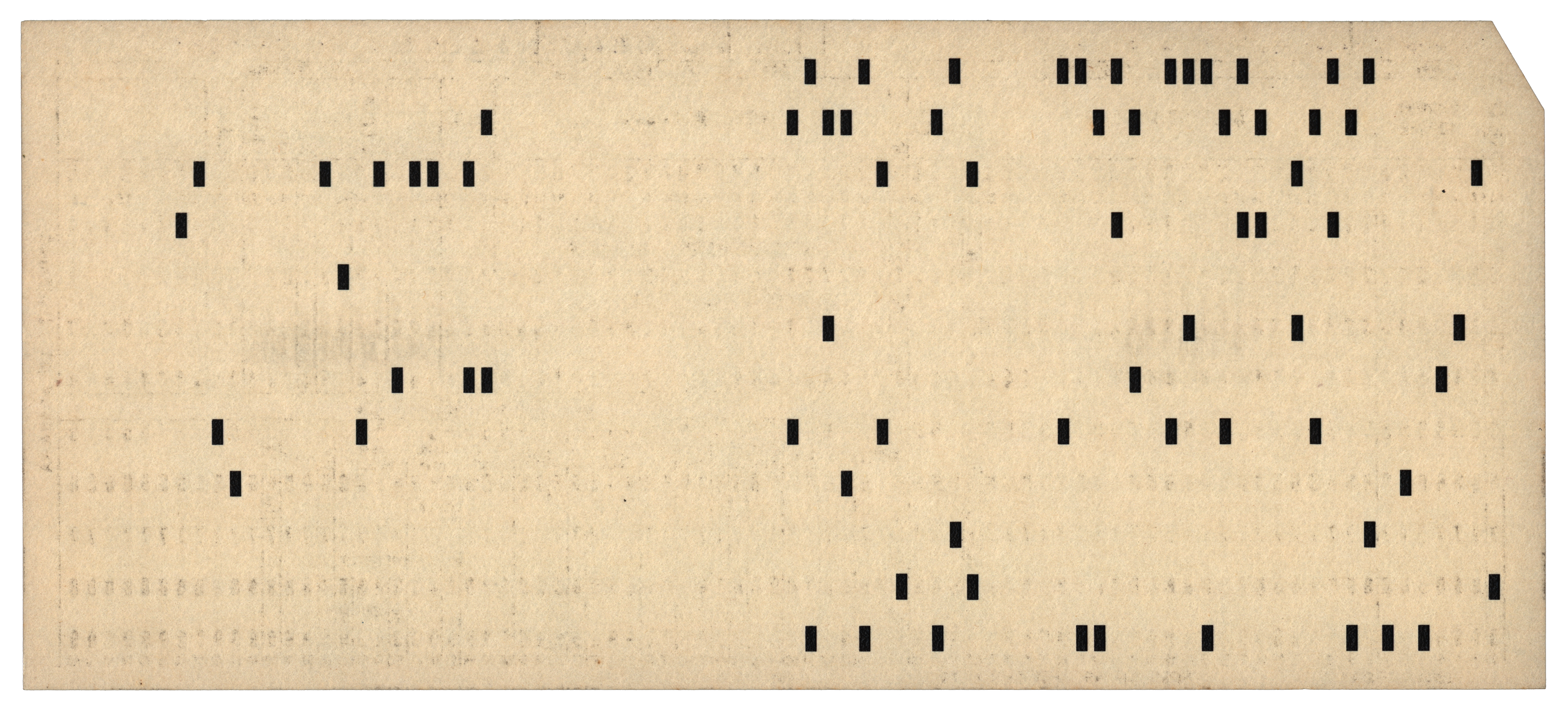 Back of a punched card