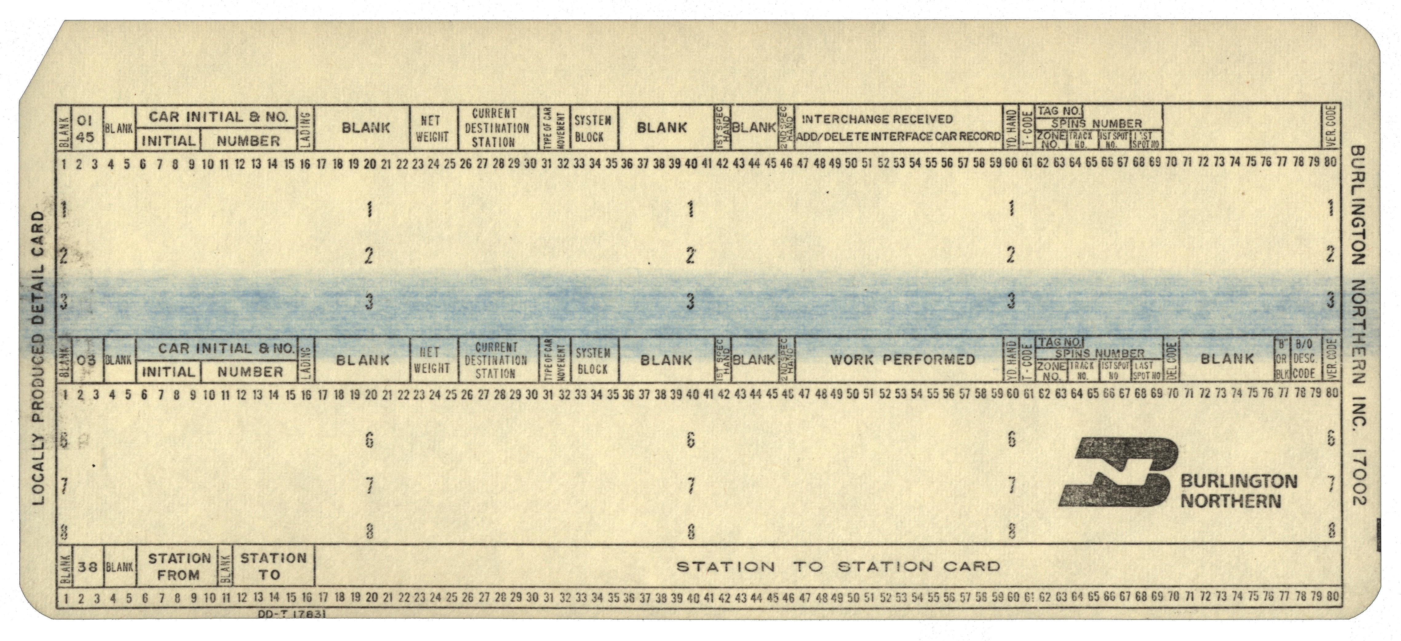Front of an unpunched card