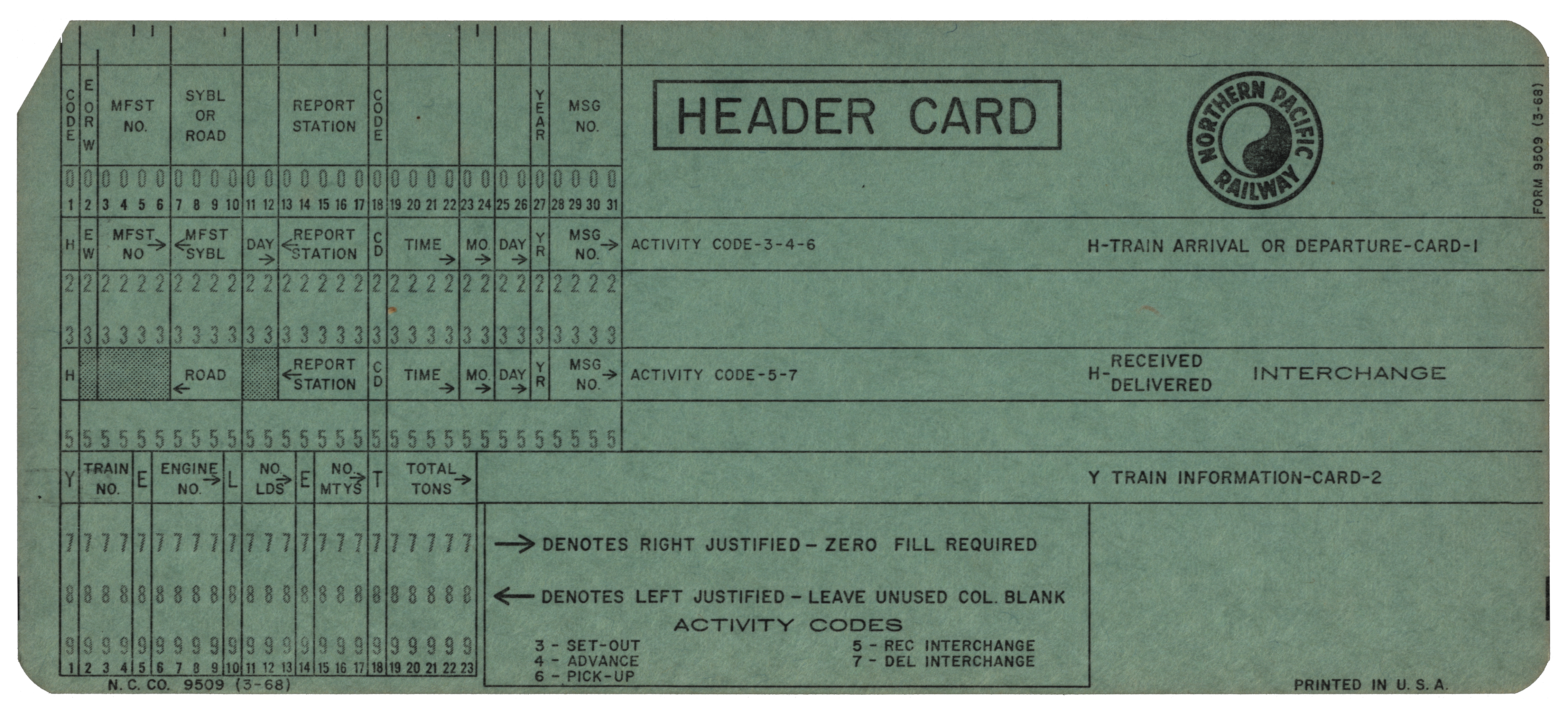 Front of an unpunched card