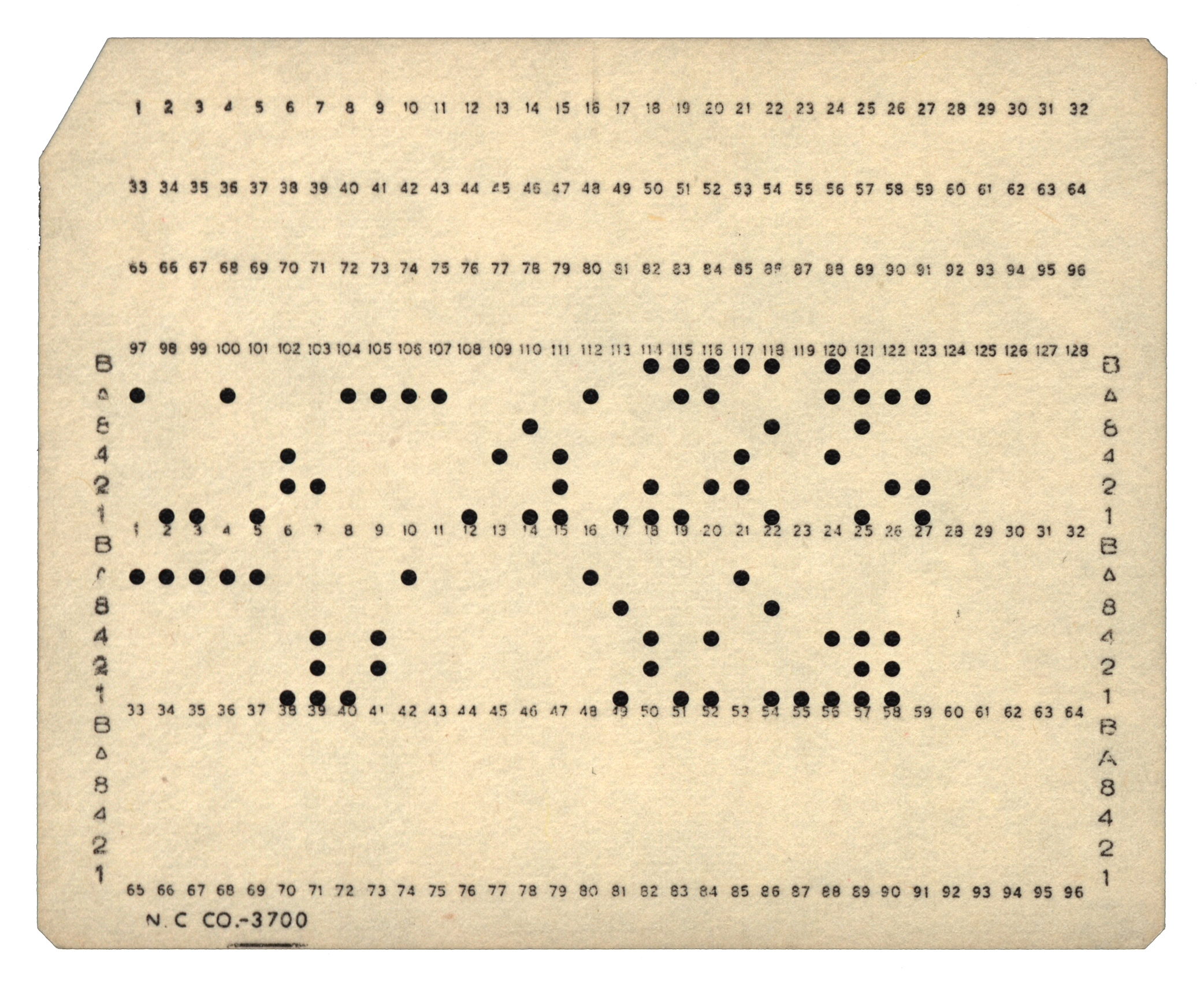 Front of a punched card