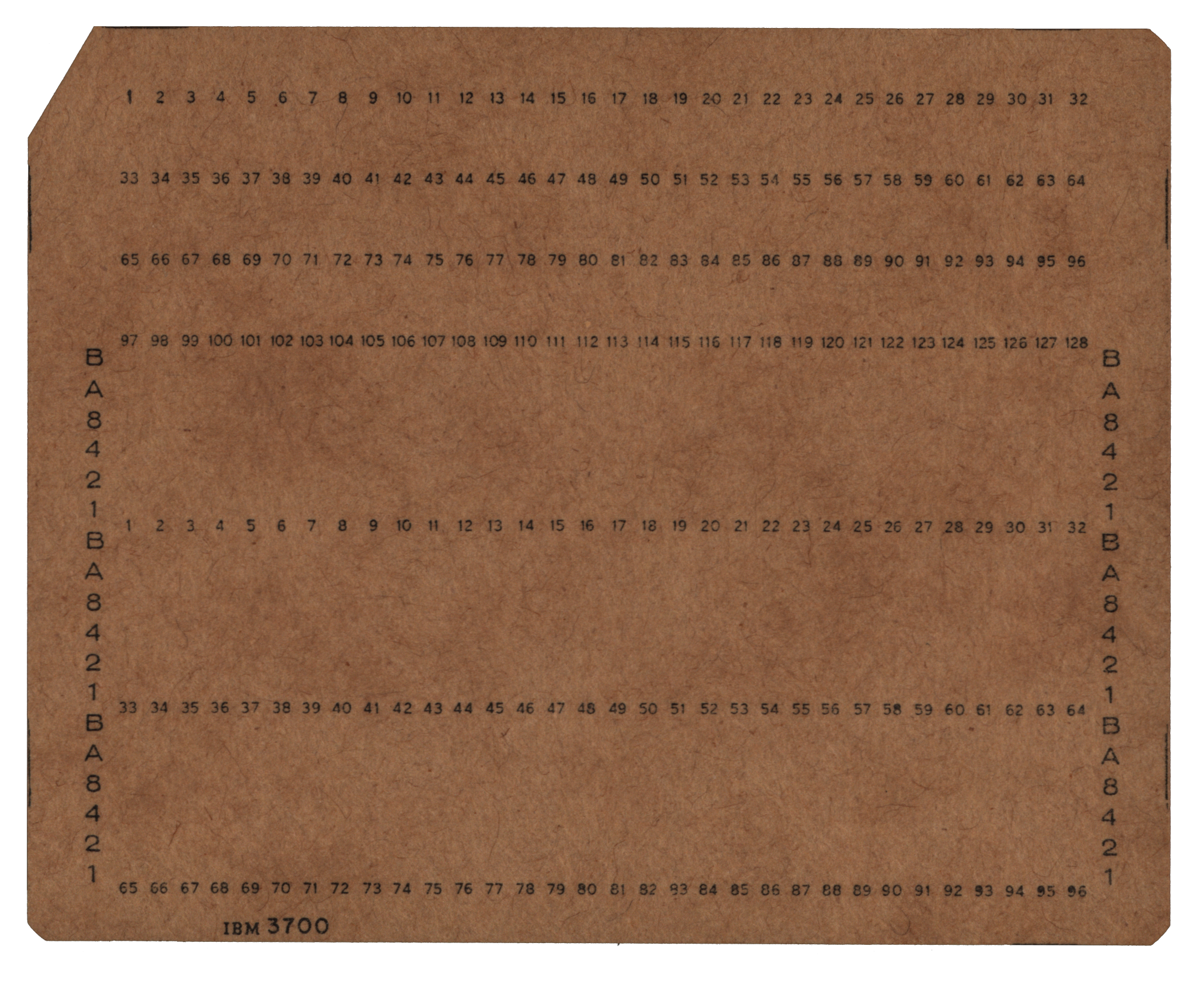 Front of an unpunched card