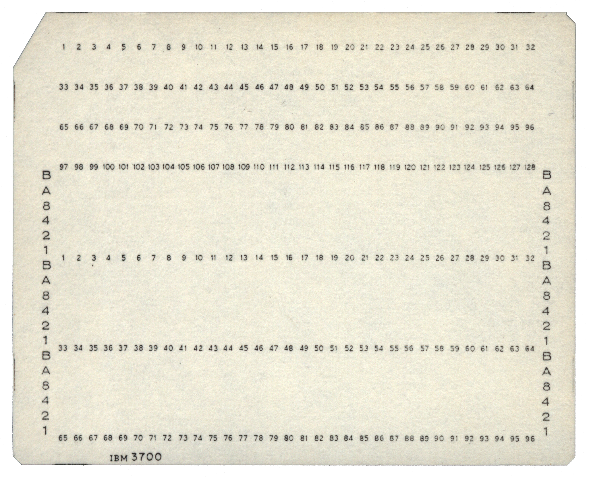 Front of an unpunched card
