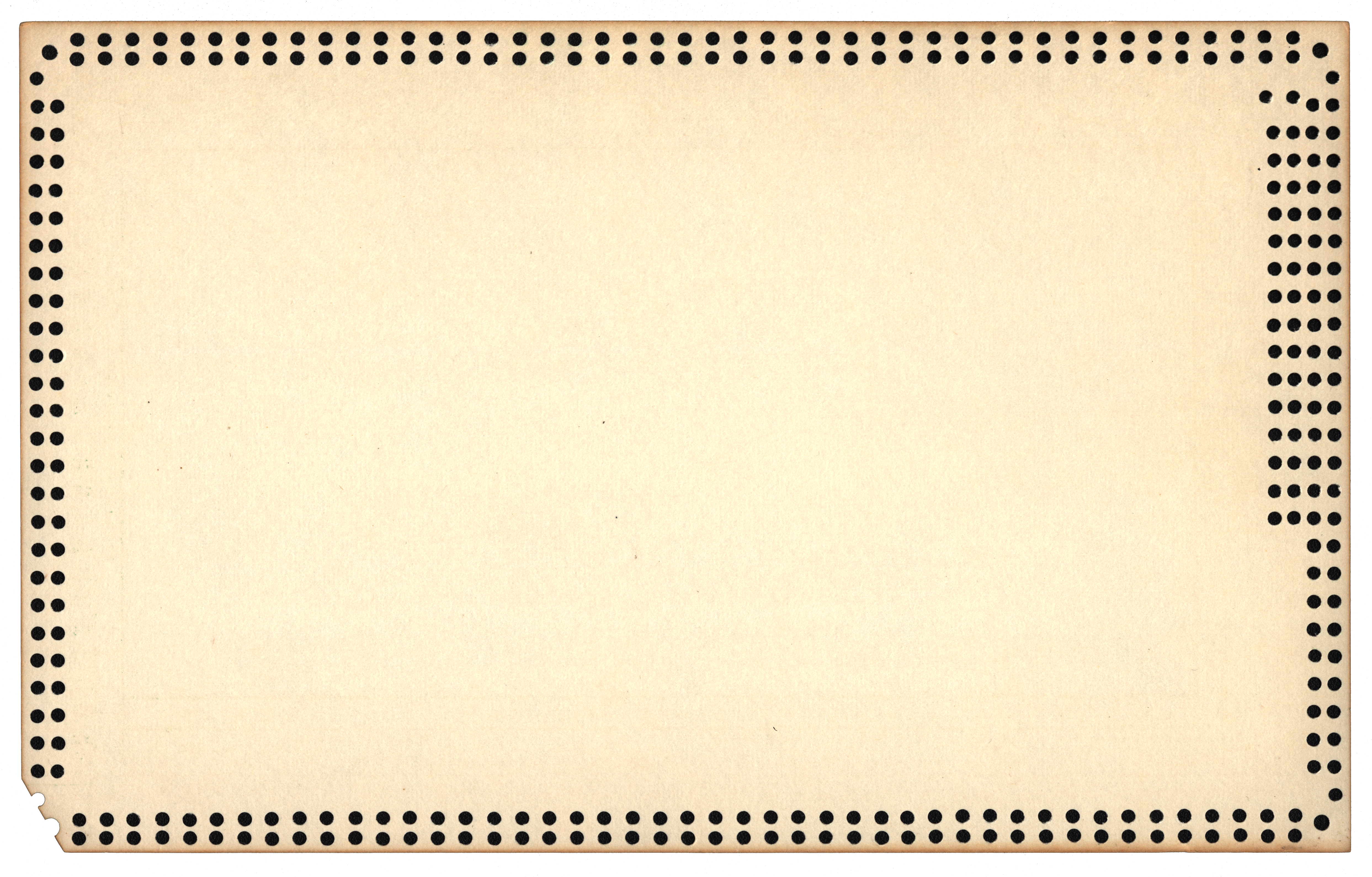 Back of an unpunched card